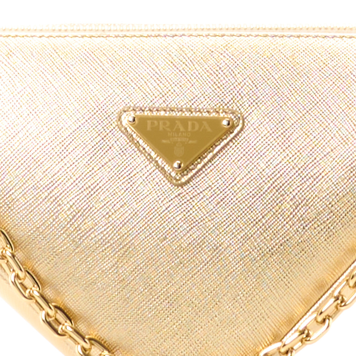 Saffiano Lux Triangle Shoulder Bag Platino