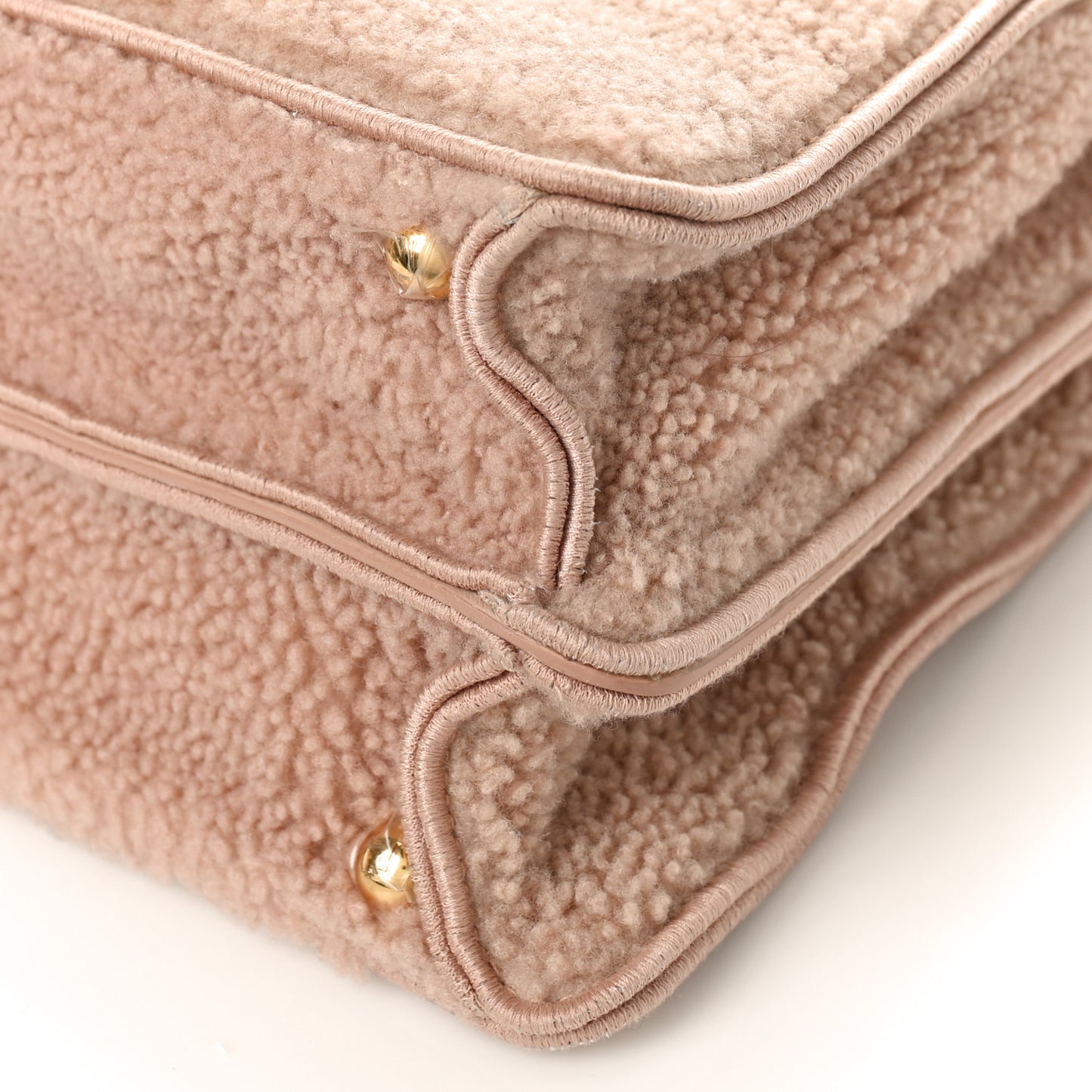 Curly Shearling Shiny Nappa Medium Peekaboo I SEE U Satchel Rosa Plaster