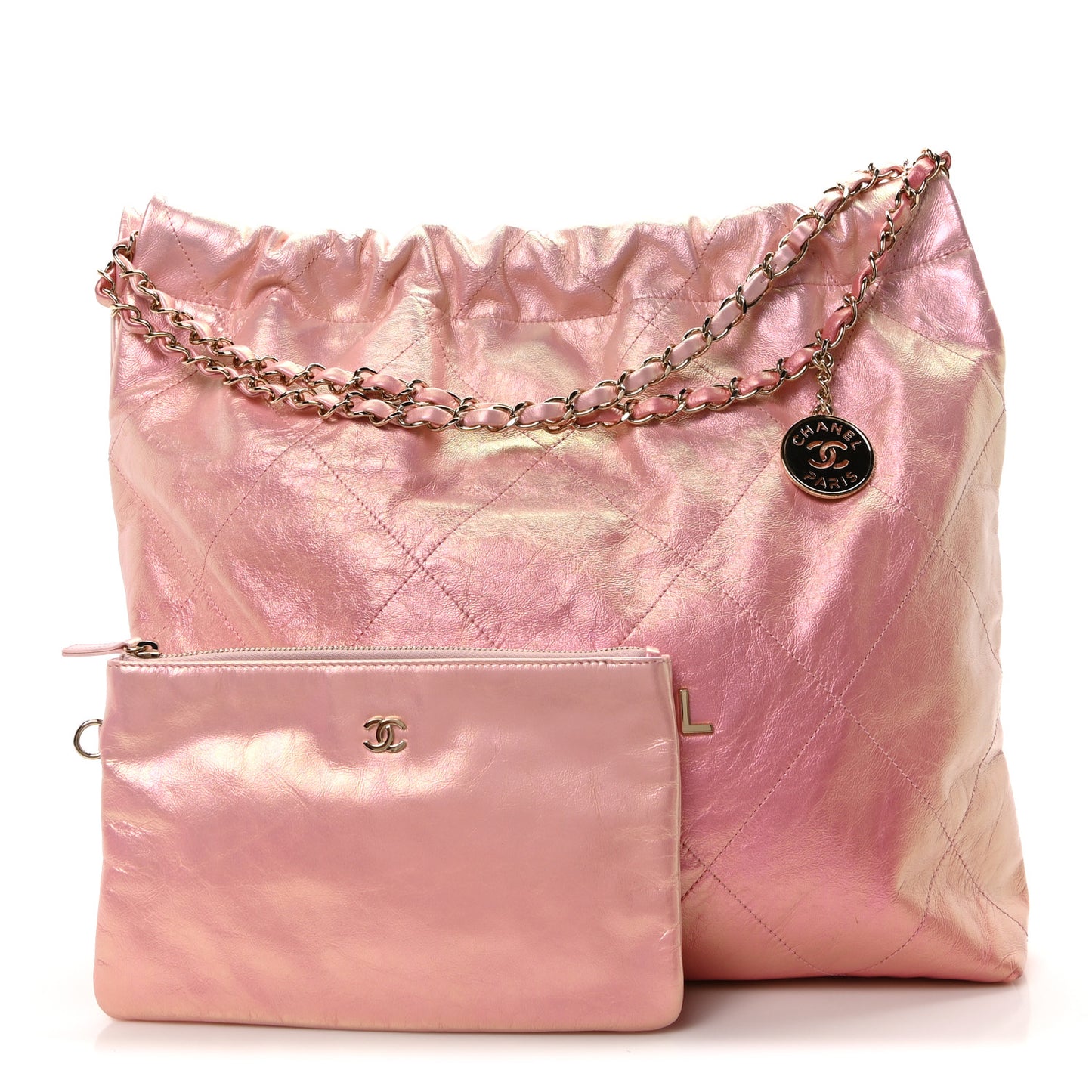 Metallic Shaded Calfskin Quilted Chanel 22 Pink
