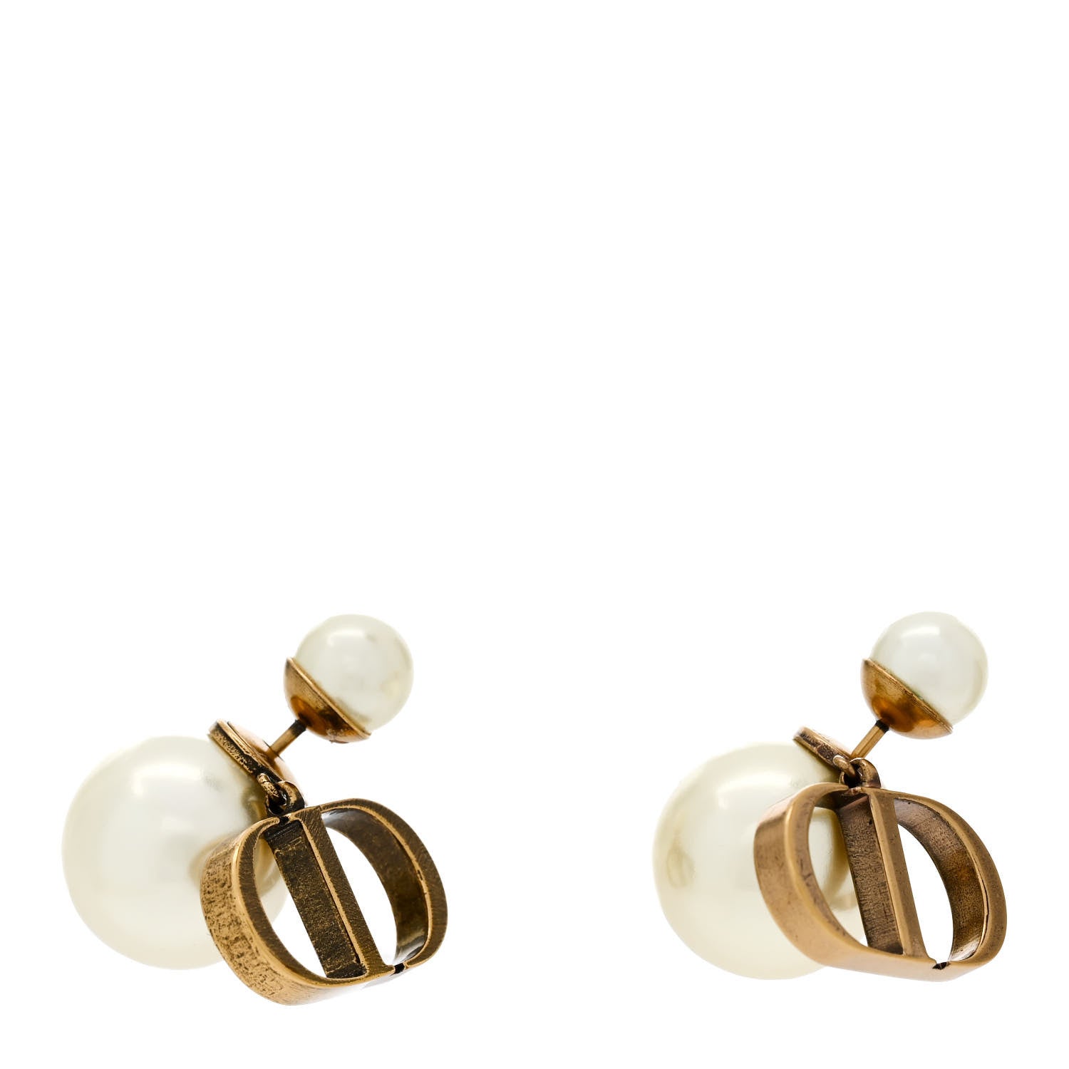 Authentic Dior earing Dior Tribales Earrings Antique Gold-Finish Metal and White  main image 4