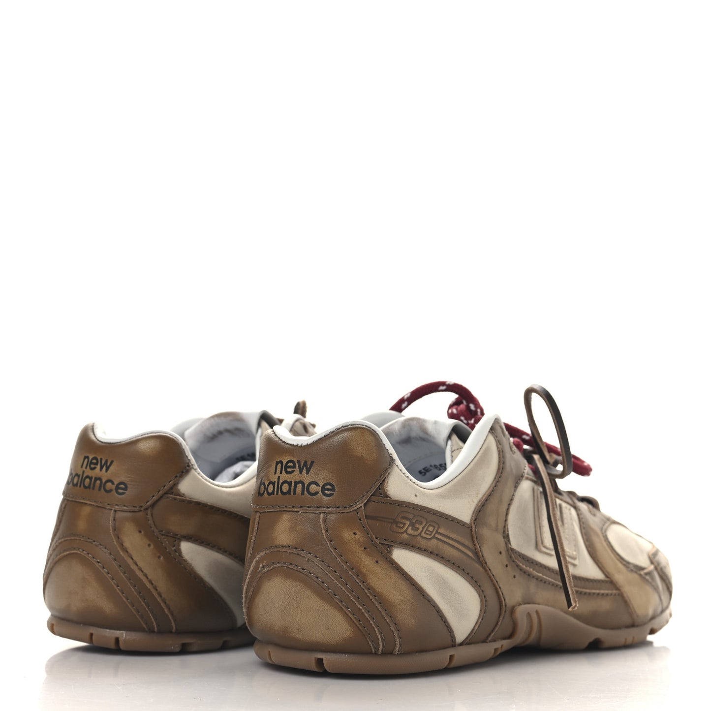 X NEW BALANCE Bleached Calfskin 530 SL Sneakers 37.5 Cinnamon Travertine Gray