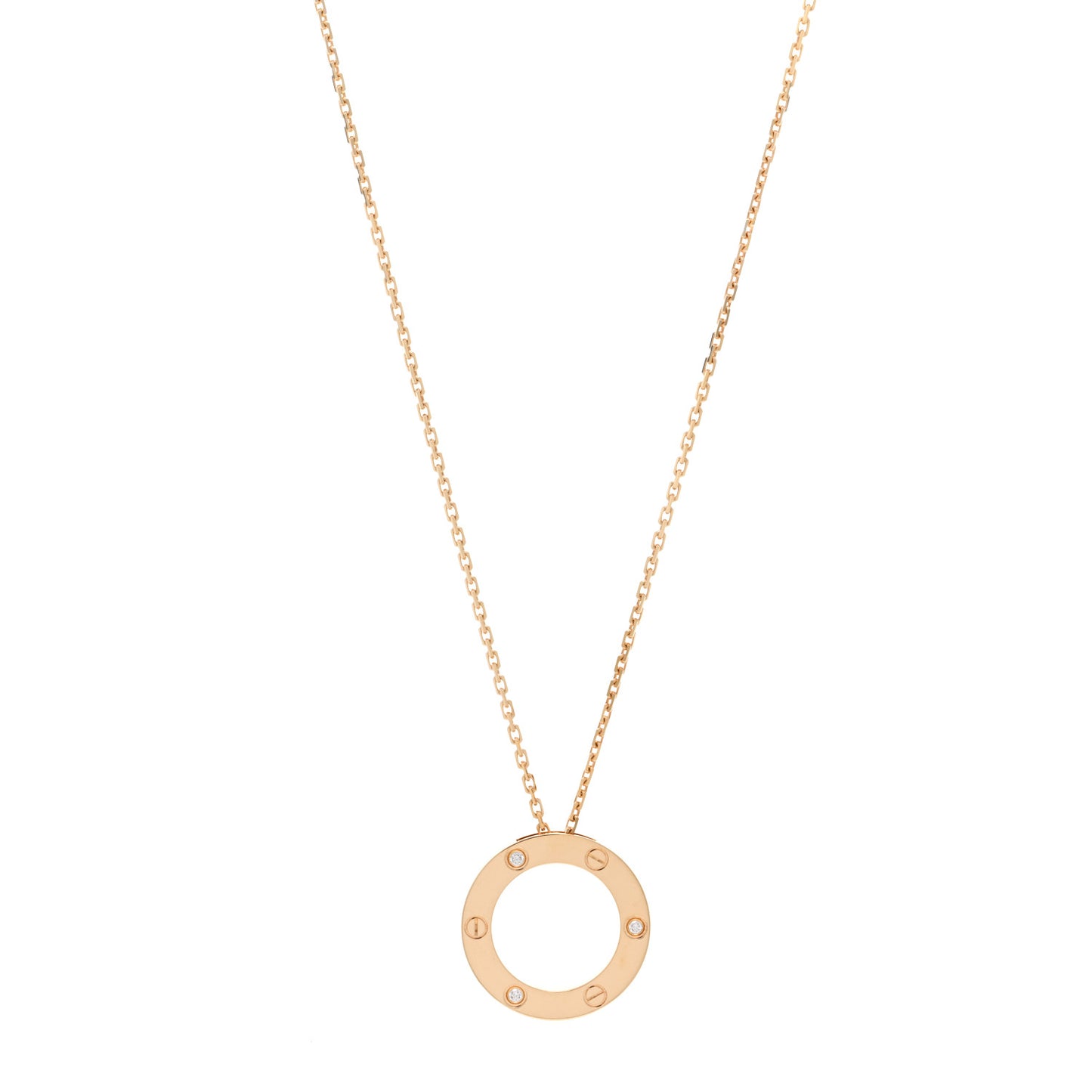 18K Yellow Gold 3 Diamonds LOVE Pendant Necklace