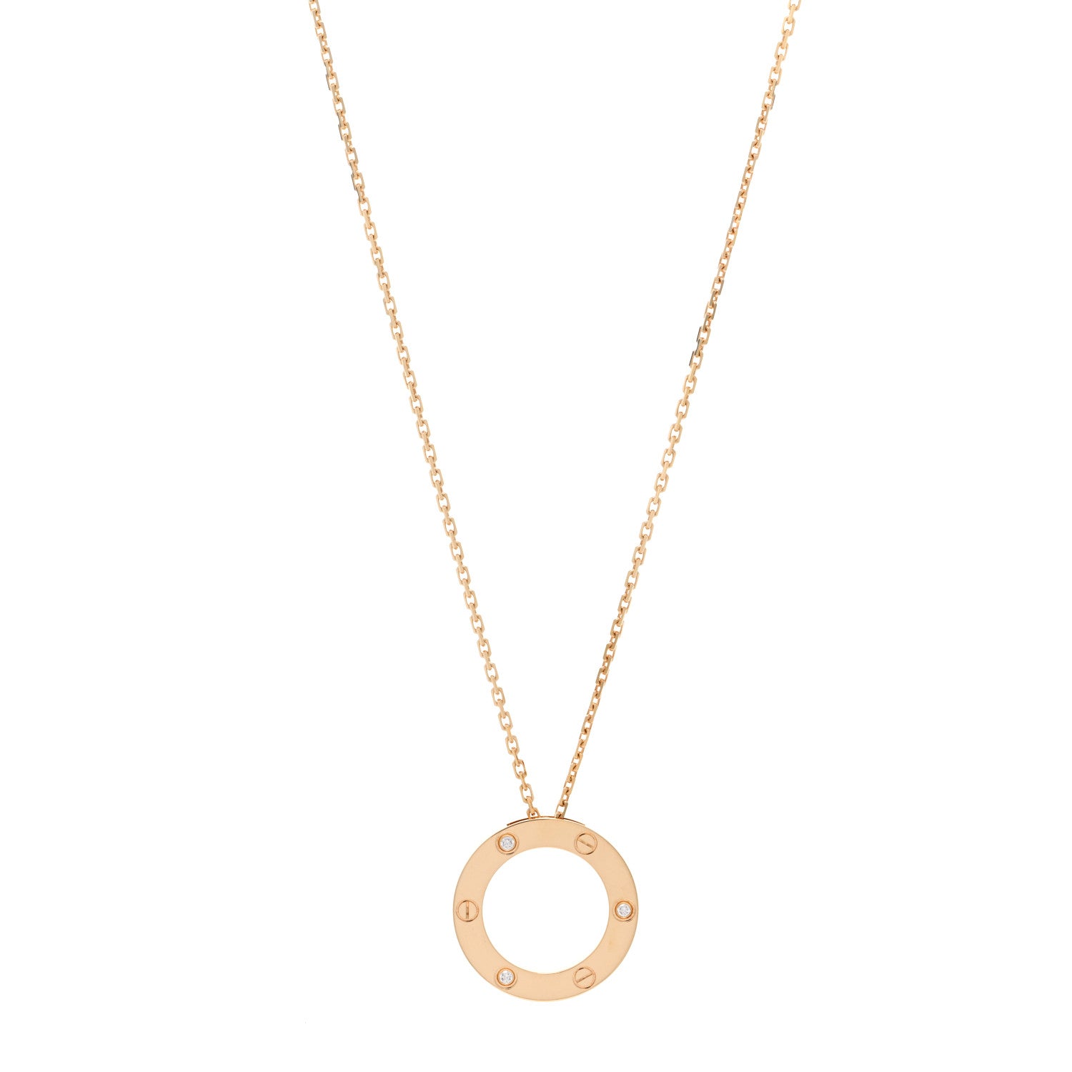 Cartier 18K Yellow Gold 3 Diamonds LOVE Pendant Necklace 1 of 5