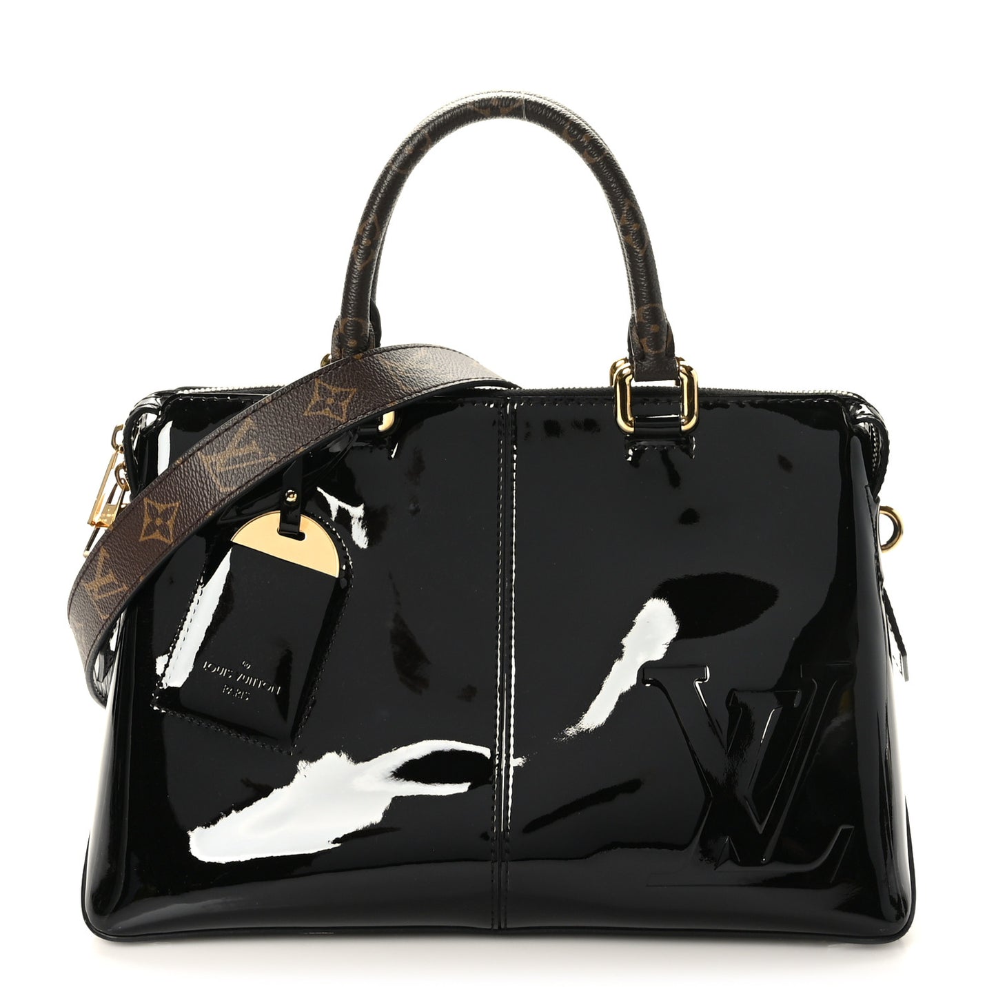 Patent Calfskin Miroir Tote Black