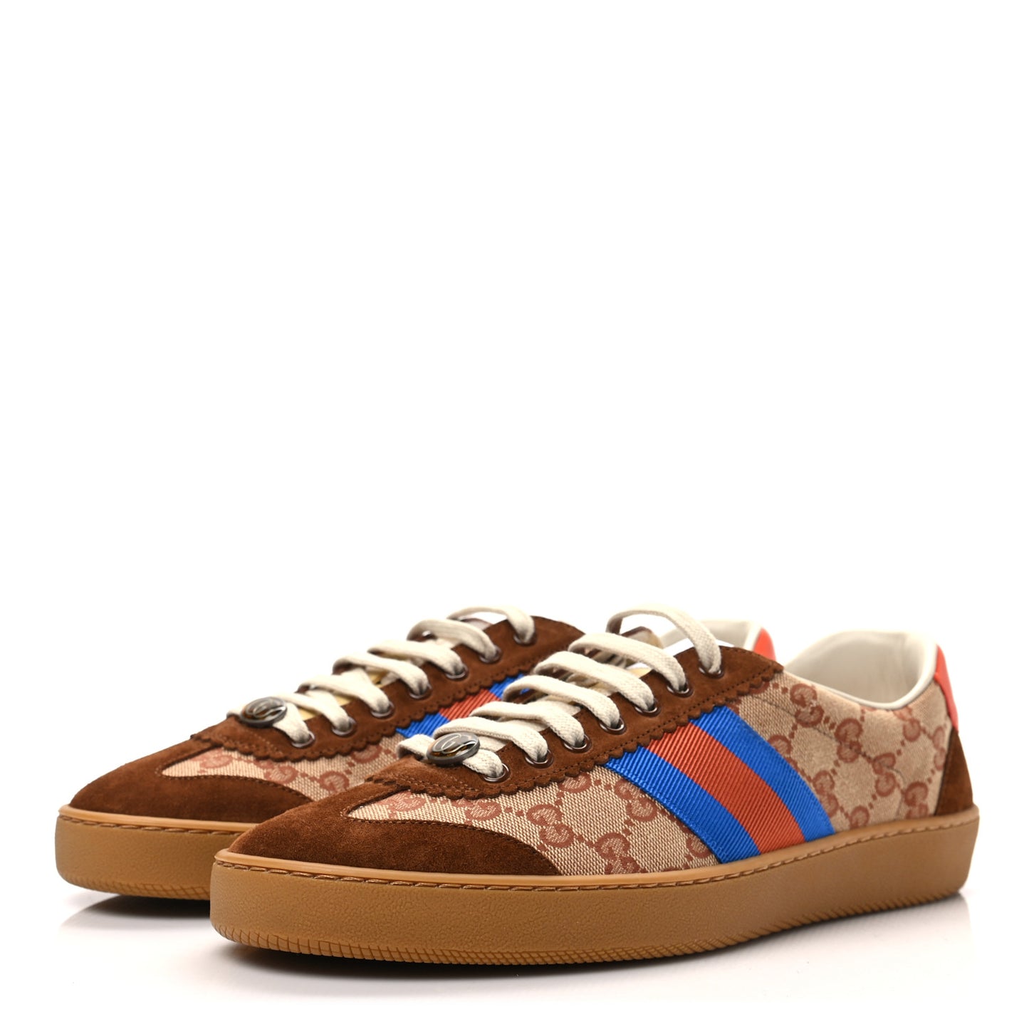 GG Monogram Suede Web Mens G74 Sneakers 10 Beige Ruggine Cuir