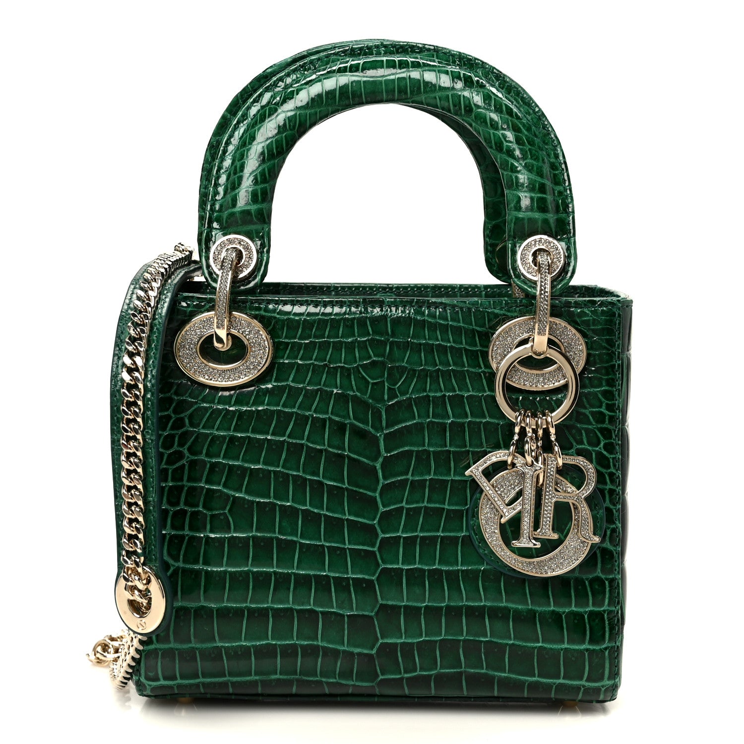 Christian Dior Crocodile Crystal Mini Lady Dior Green 1870920