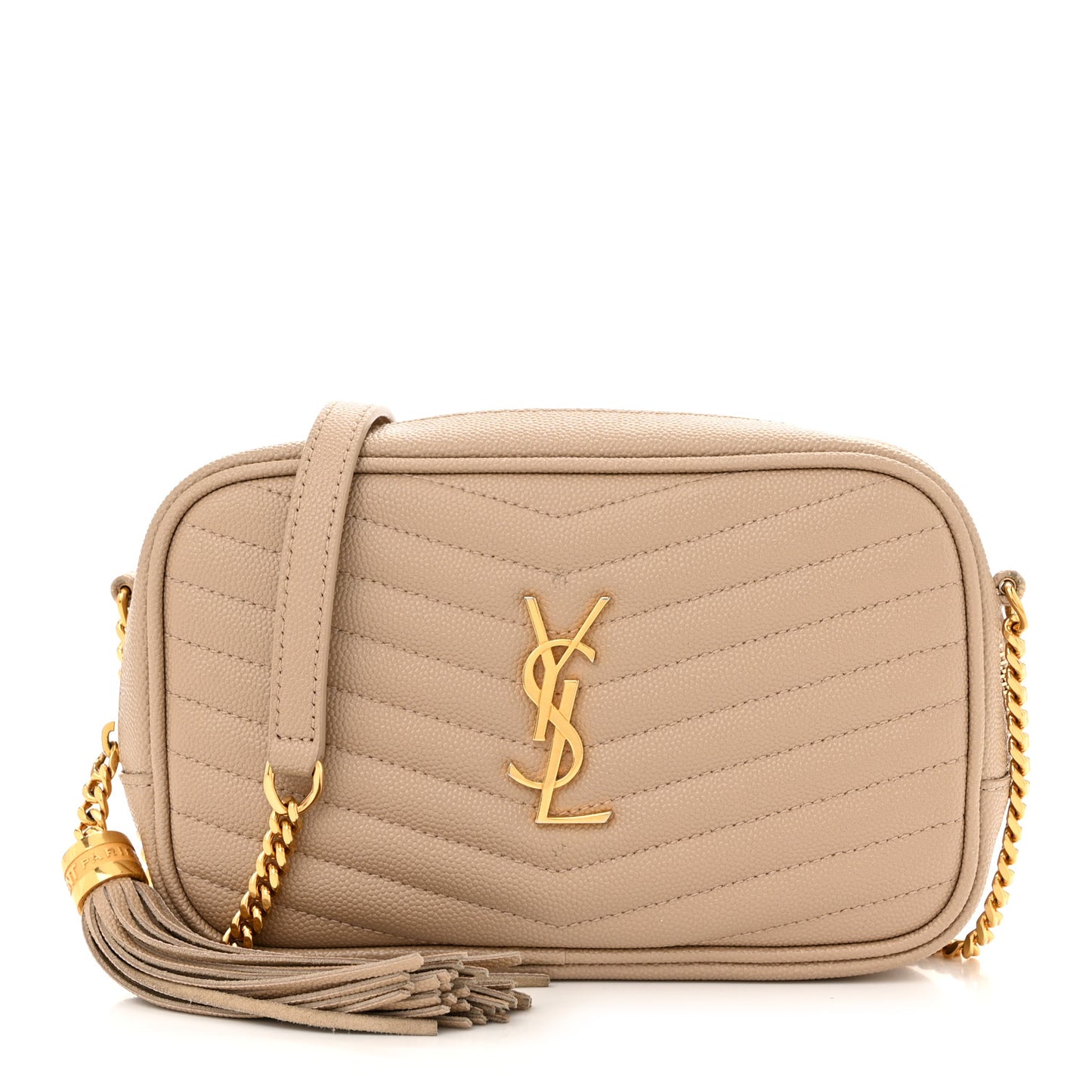 Grain De Poudre Matelasse Monogram Mini Lou Camera Bag Dark Beige