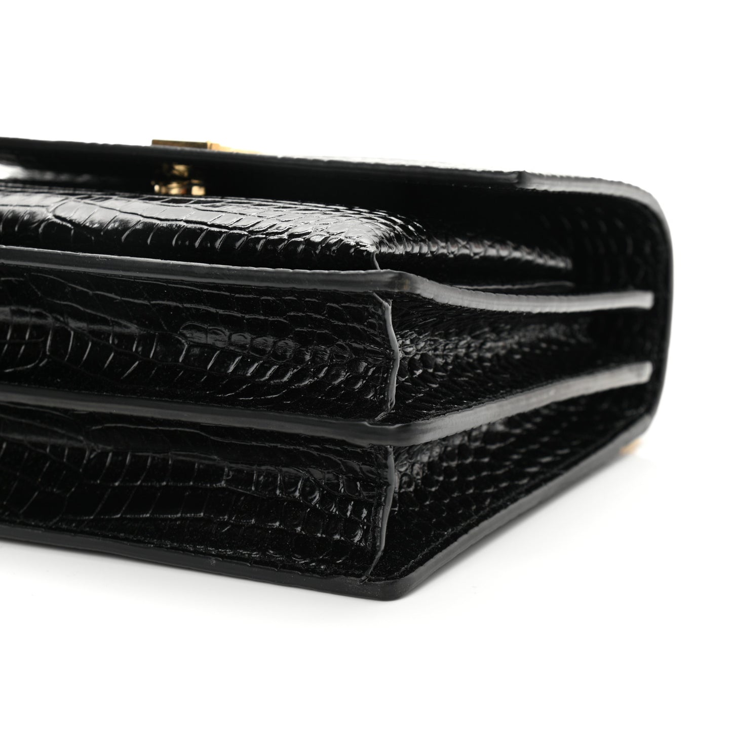 Calfskin Crocodile Embossed Medium Monogram Sunset Black