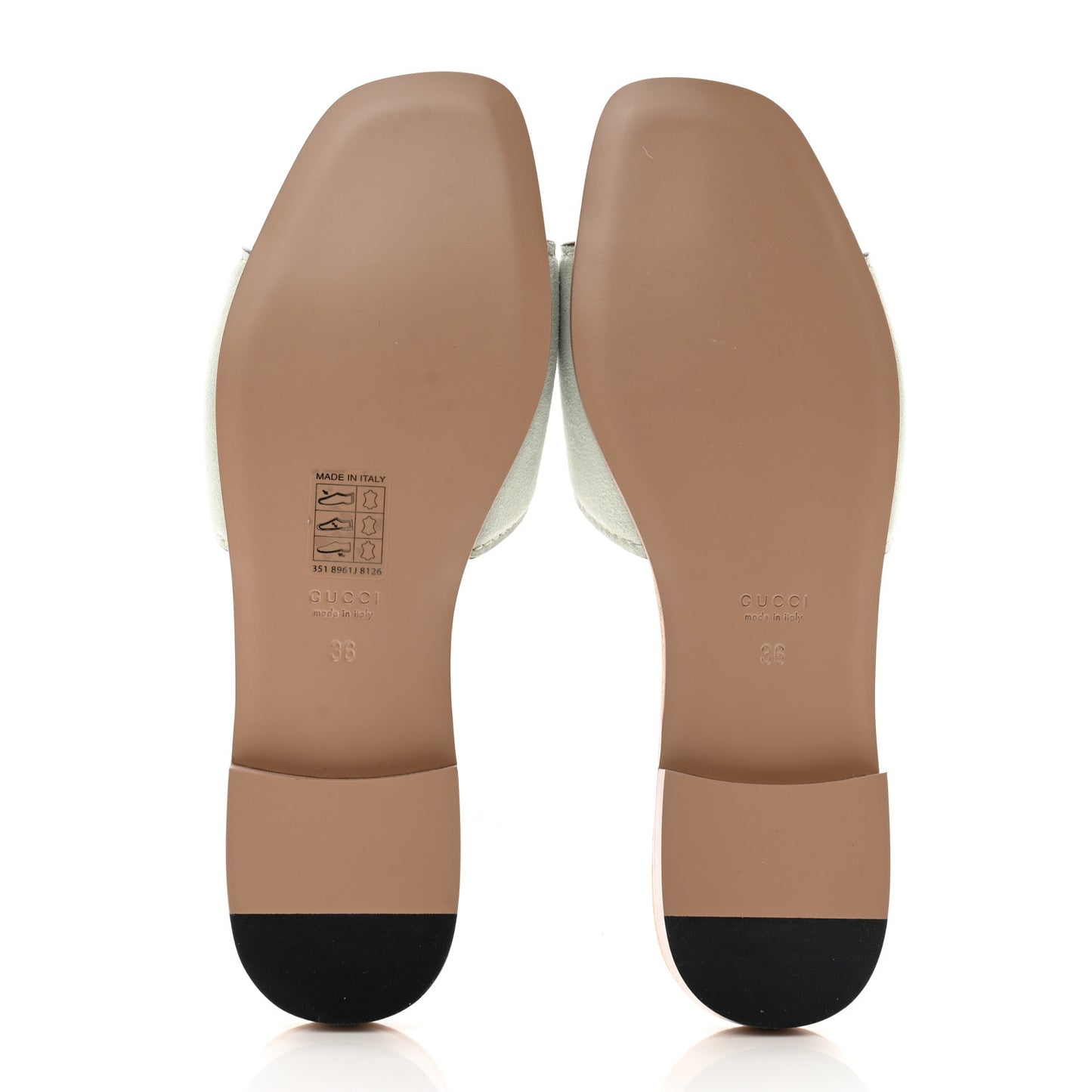 Kid Scamosciato Interlocking G Cut Out Slide Sandals 36 Pale Green