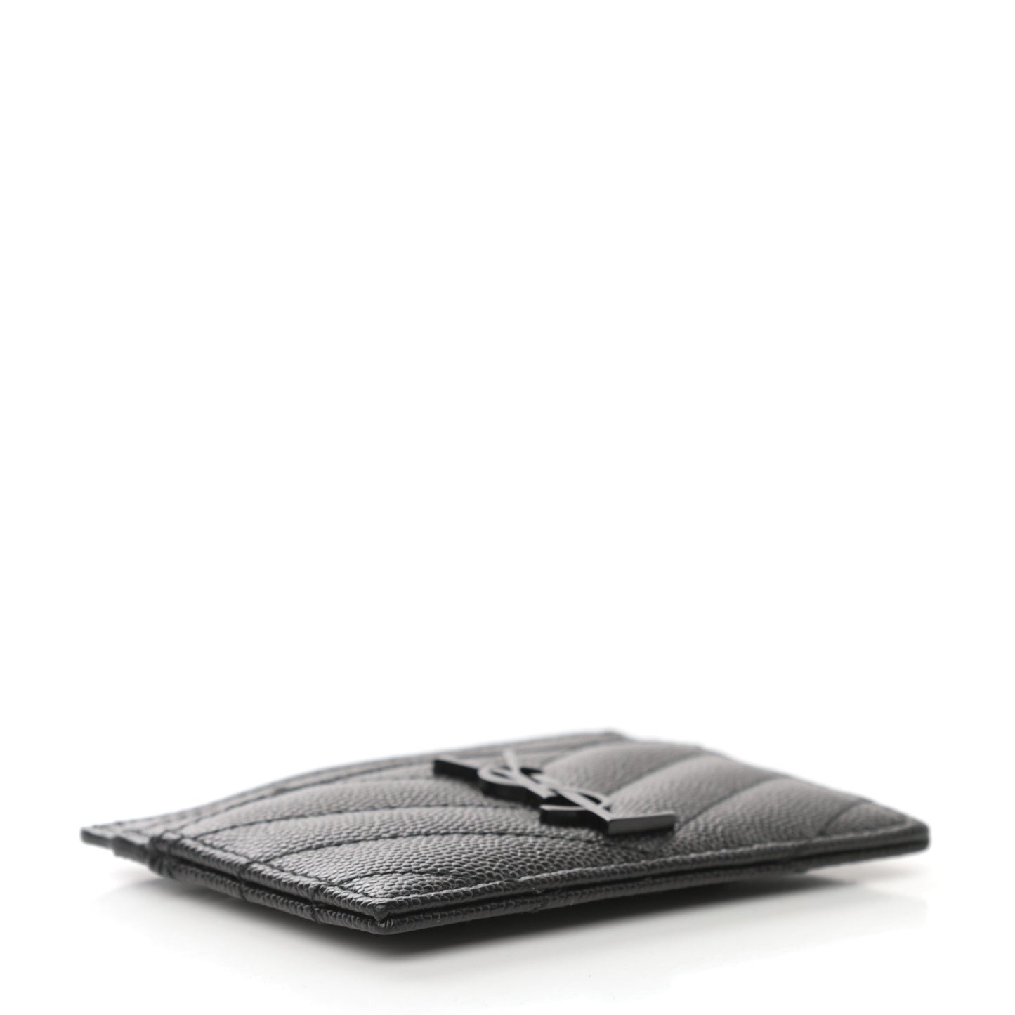 Grain De Poudre Matelasse Chevron Monogram Credit Card Case Black