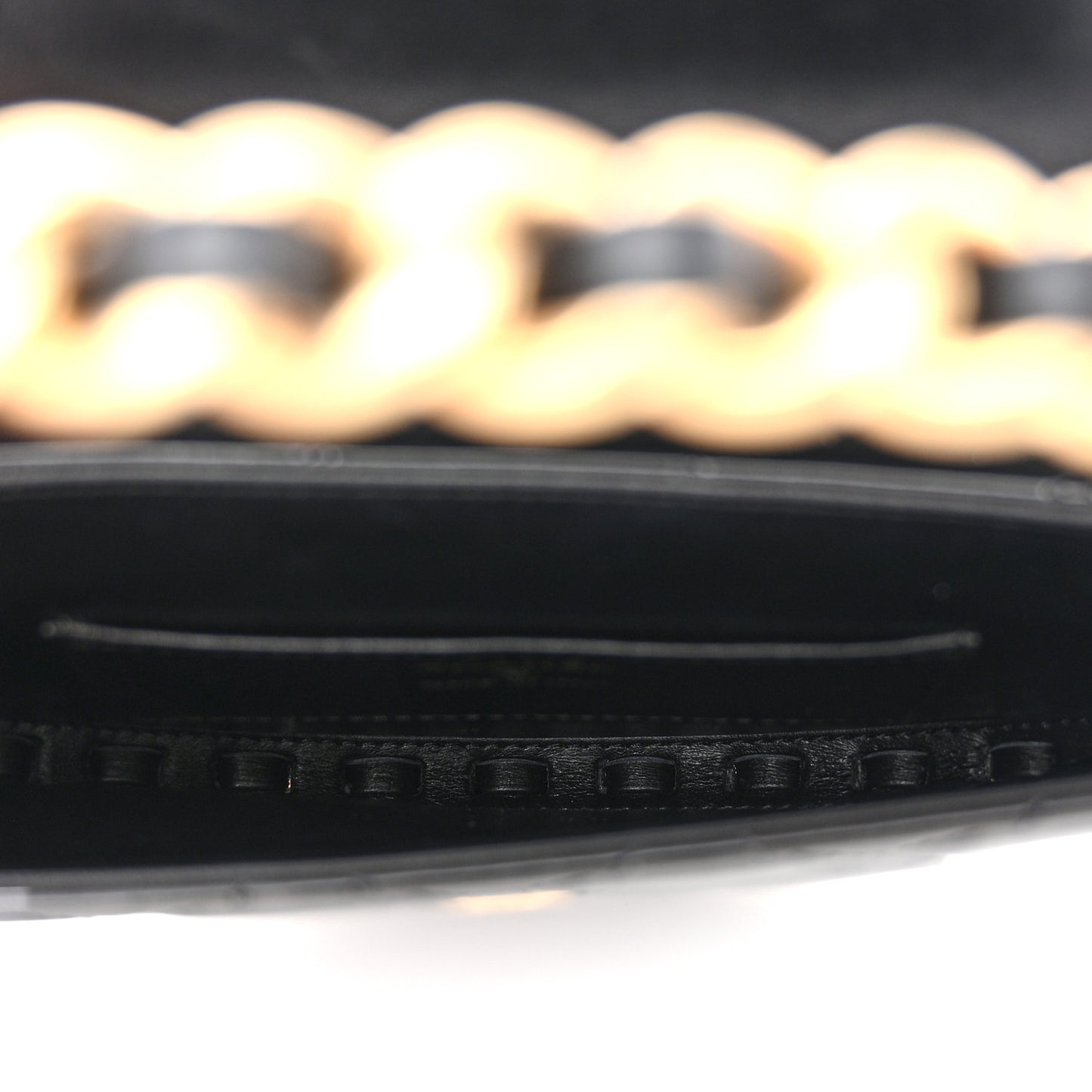 Patent Calfskin Quilted Chain Hoop Bag Black