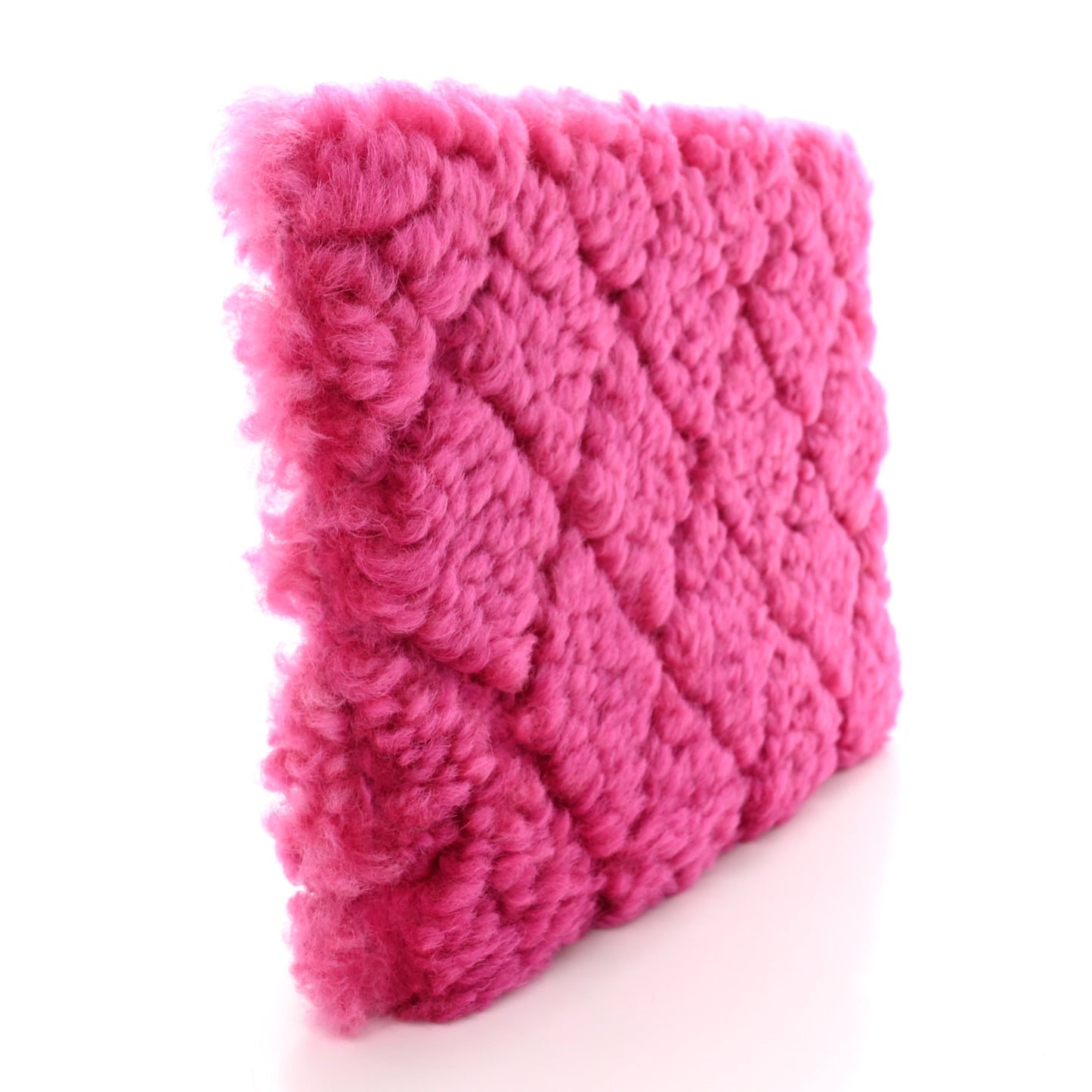Shearling Sheepskin Large Chanel 19 Cosmetic Case Pink