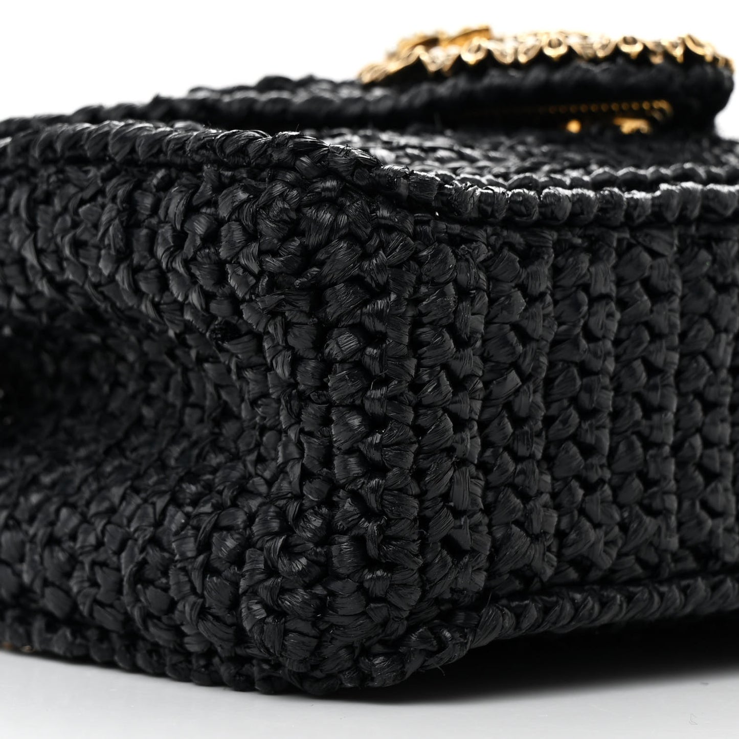 Raffia Woven Devotion Envelope Shoulder Bag Black