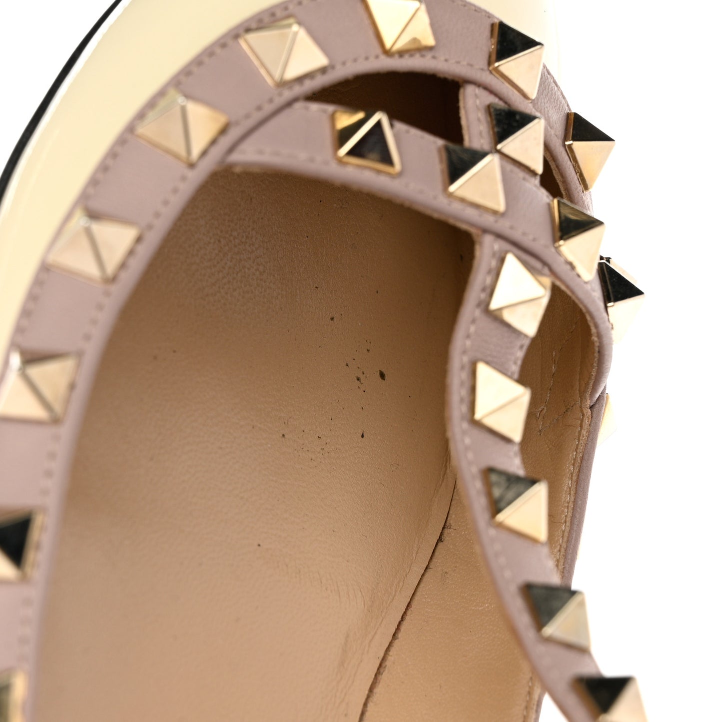 Patent Rockstud Cage Ballerina Flats 36 Light Ivory Poudre