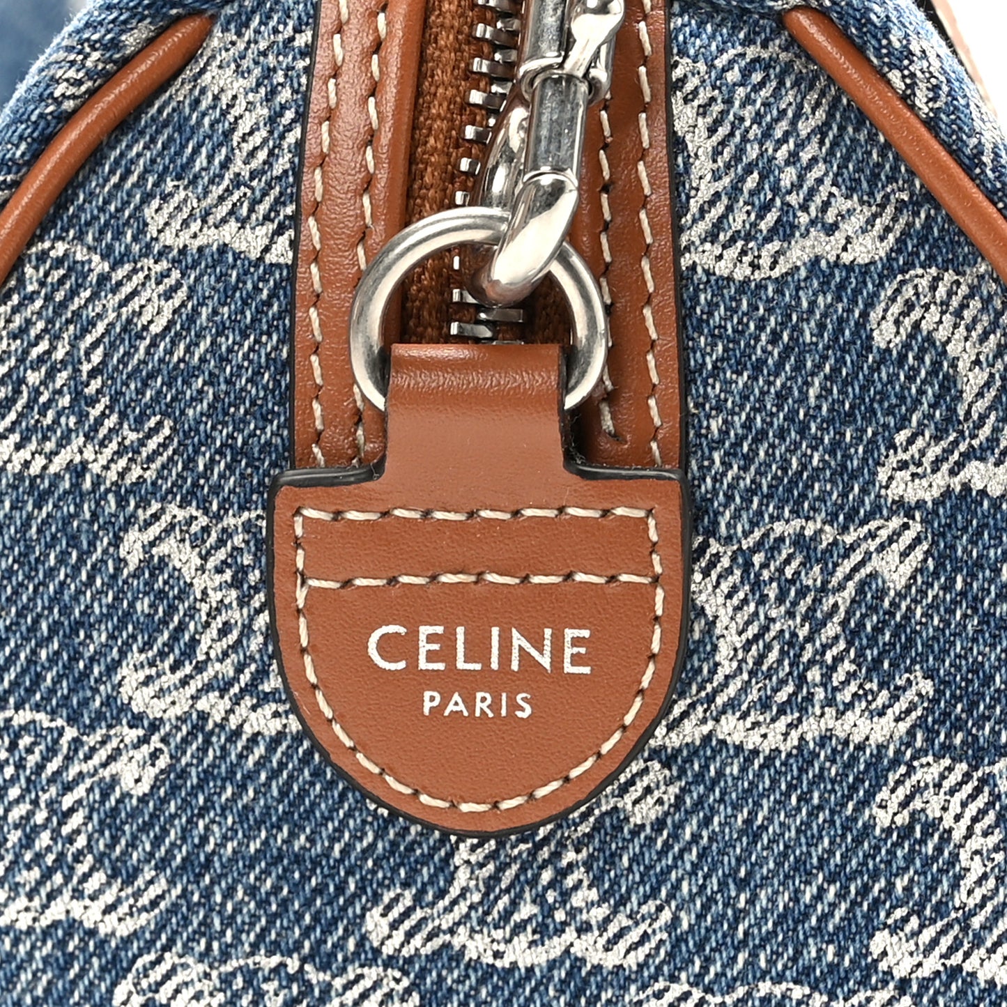 Denim Triomphe All Over Calfskin Small Boston Bag