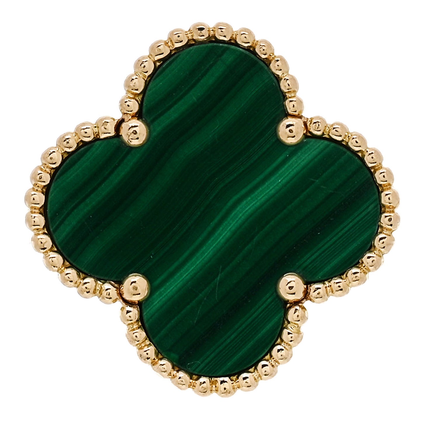 18K Yellow Gold Malachite Magic Alhambra Ring 53 6.5