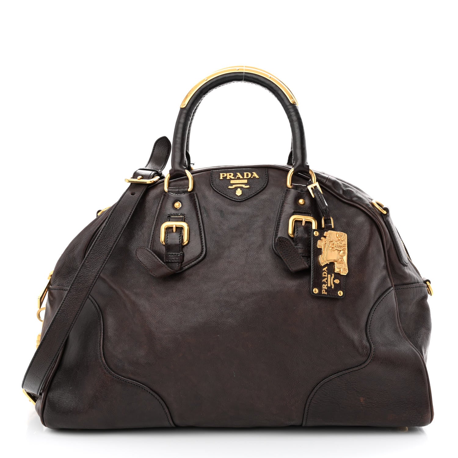Prada Glace Calf Large Dome Satchel Moro 1278933 – FASHIONPHILE