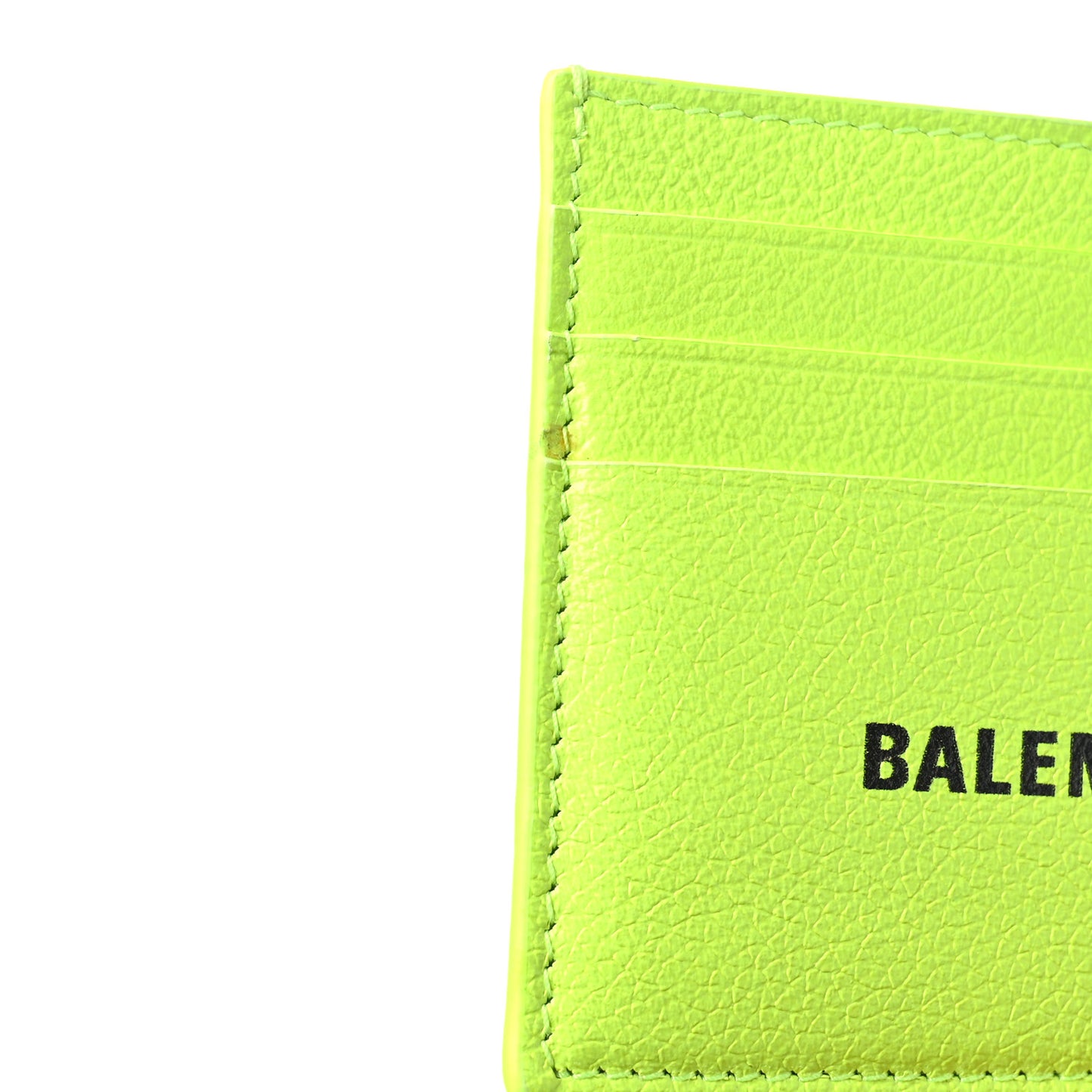 Grained Calfskin Logo Cash Card Holder Fluo Yellow Black