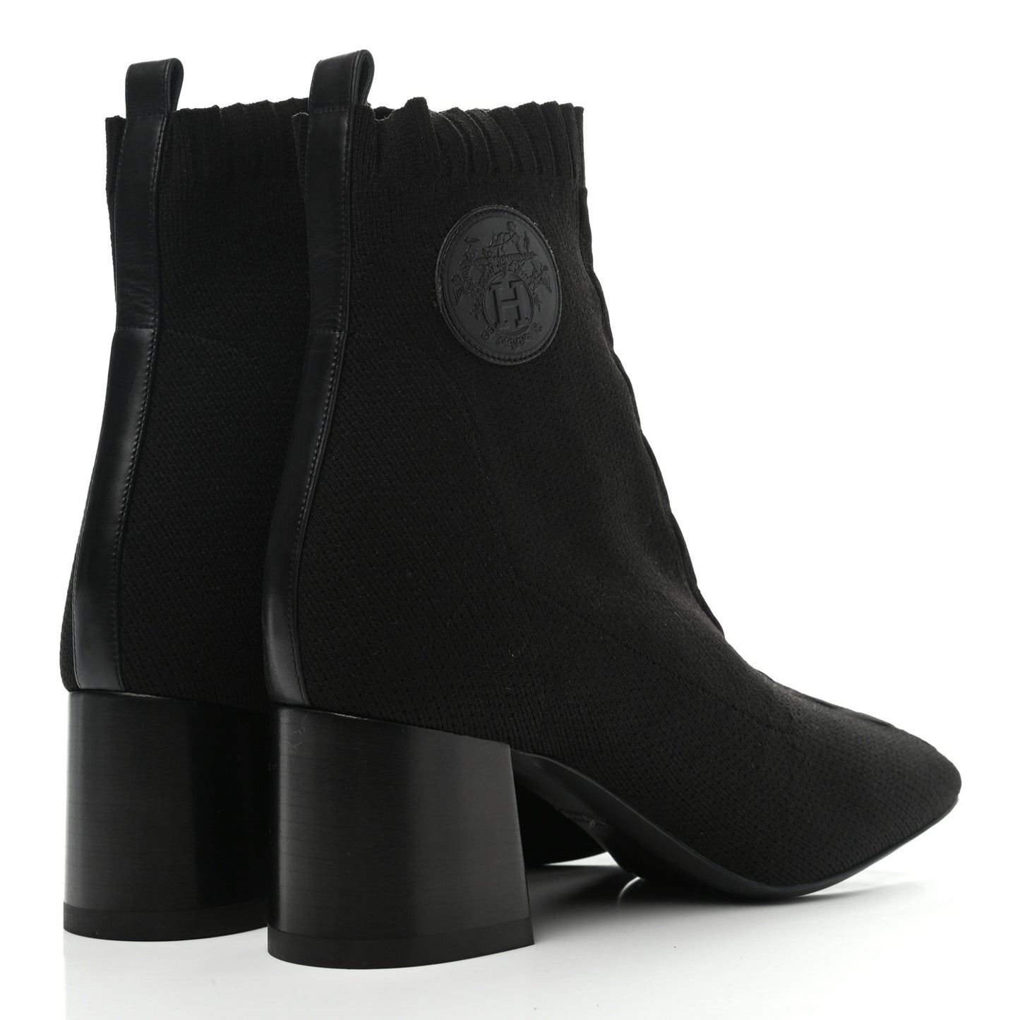 Knit Calfskin Volver Ankle Boots 39 Black