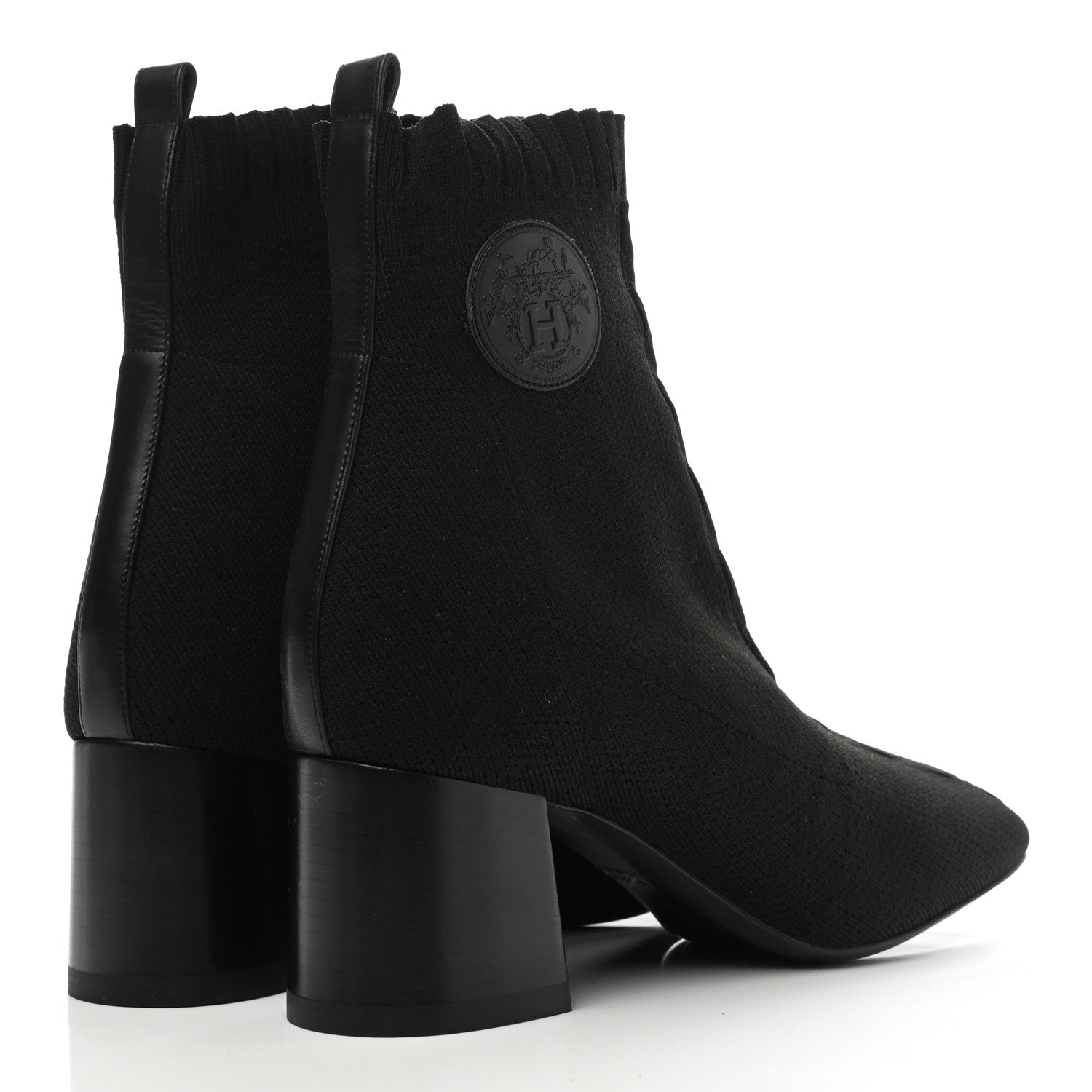 Hermes Knit Calfskin Volver Ankle Boots 39 Black 4 of 7