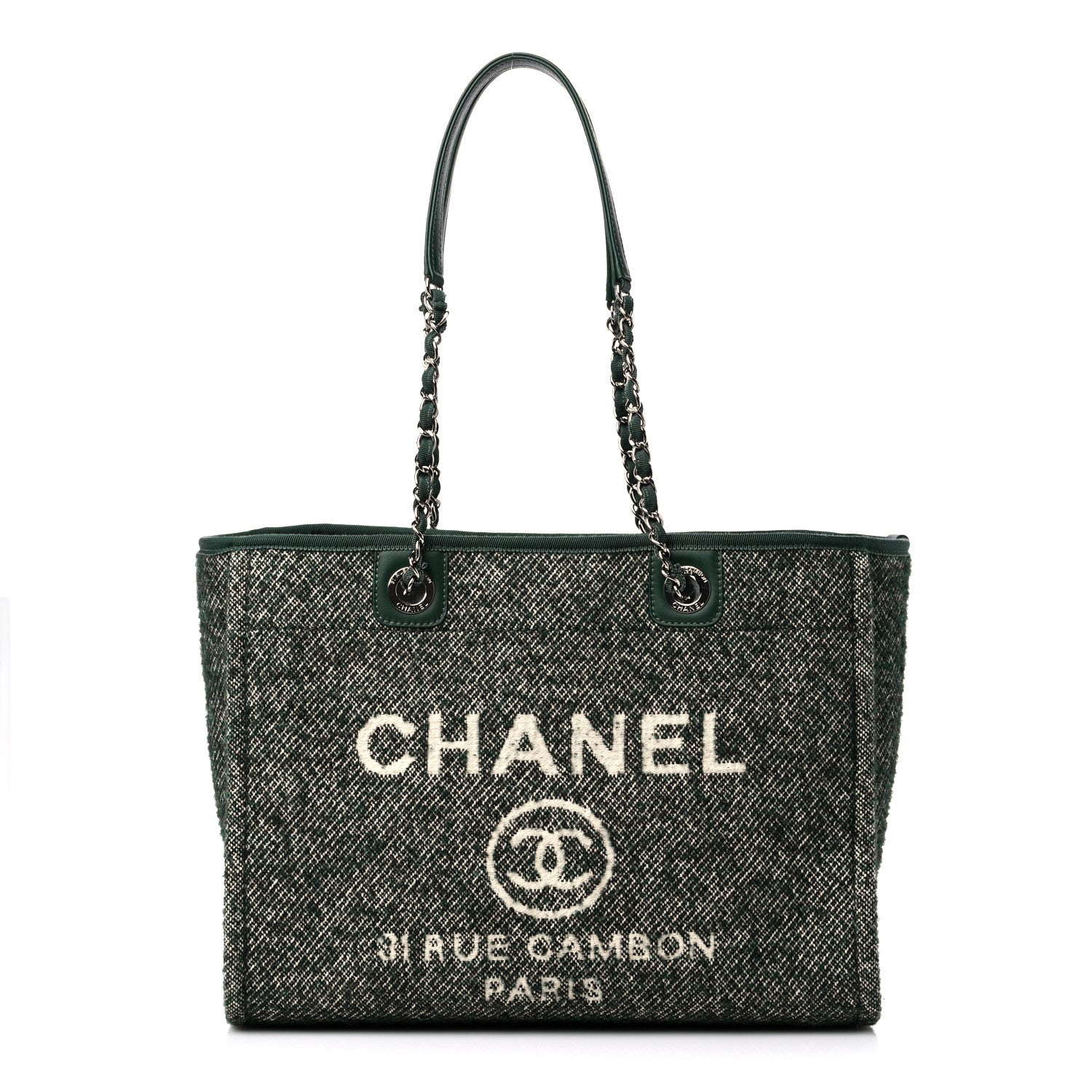 Chanel Mixed Fibers Calfskin Small Deauville Tote Green 1 of 9