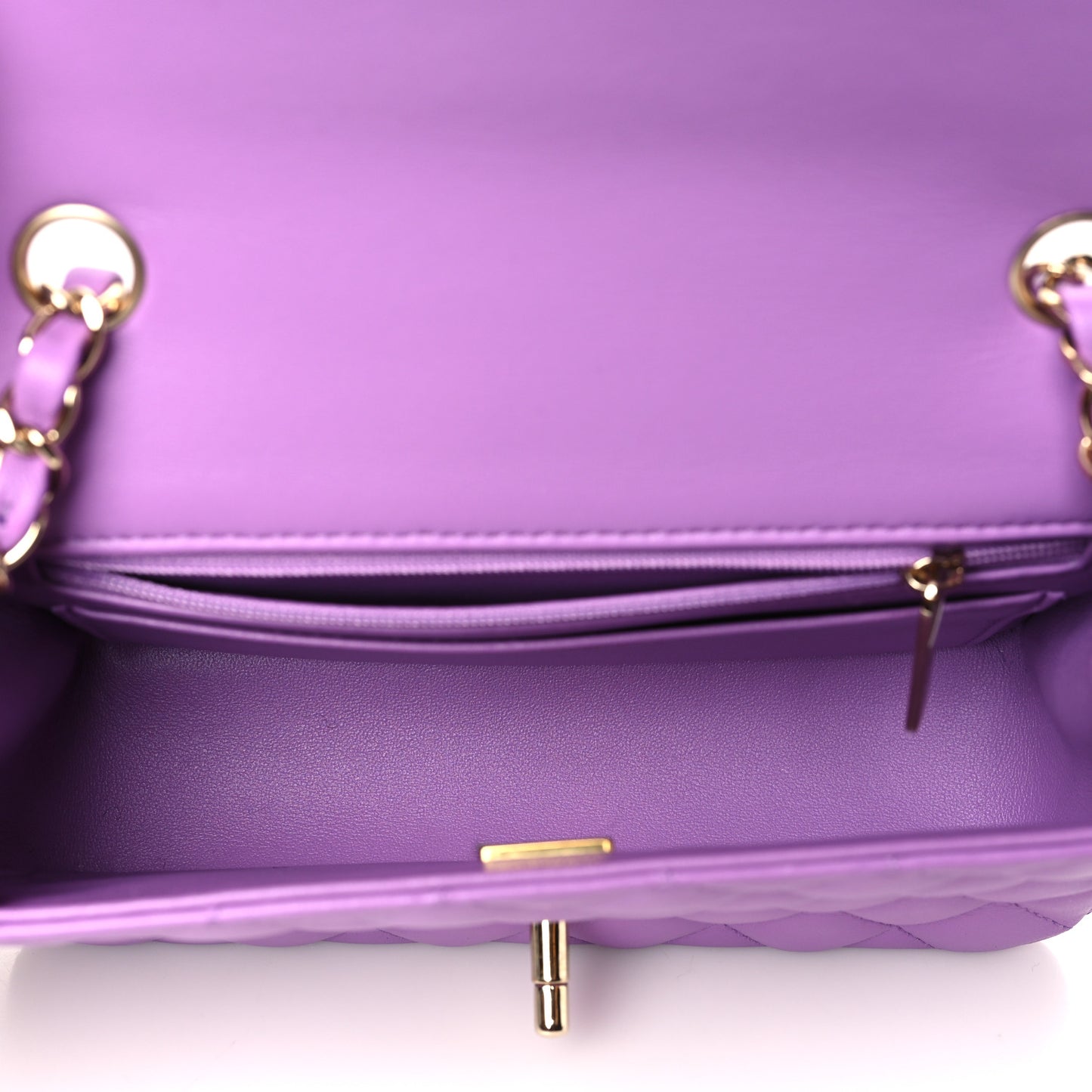 Lambskin Quilted Mini Rectangular Flap Purple