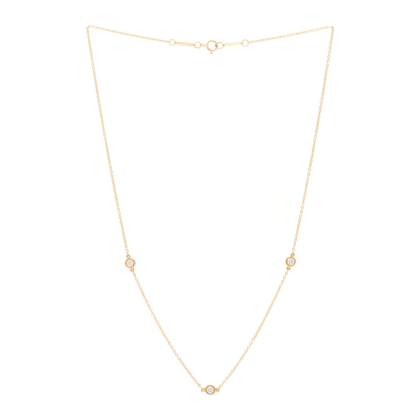 18K Rose Gold Diamond .21ctw Elsa Peretti Diamonds by the Yard Three Station Necklace