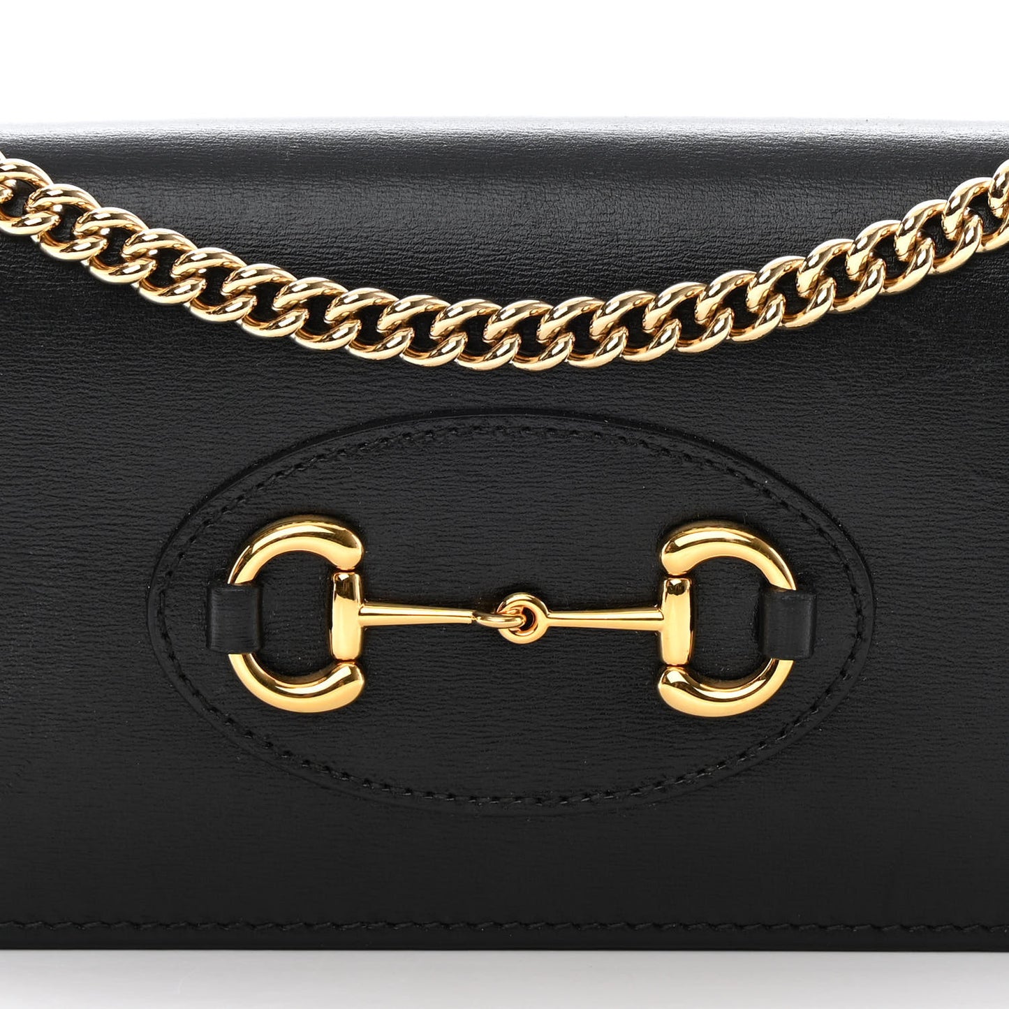 Boarded Plutone Calfskin Horsebit 1955 Wallet On Chain Black