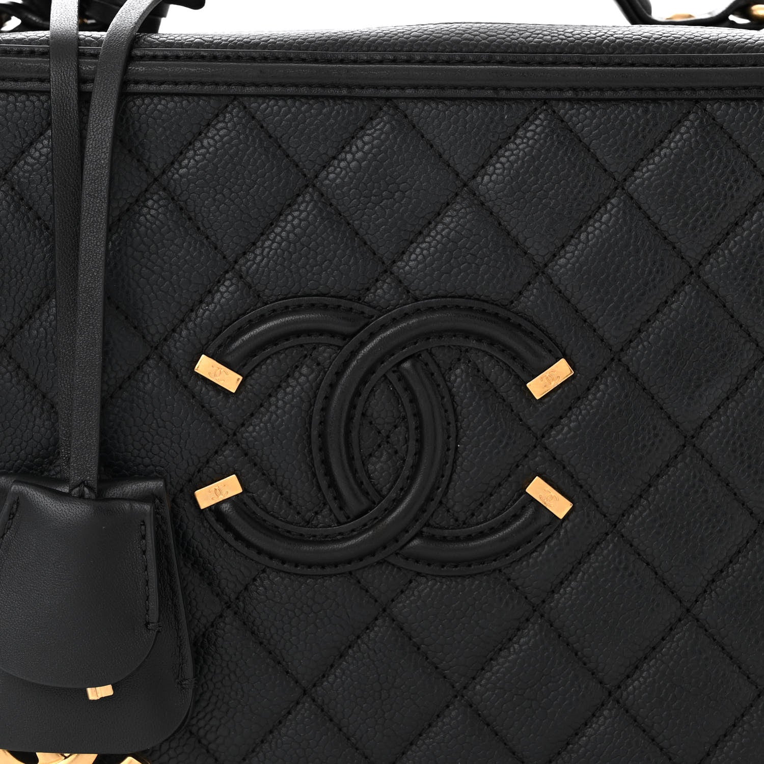 Chanel Caviar Quilted Large CC Filigree Vanity Case Black 10 of 14