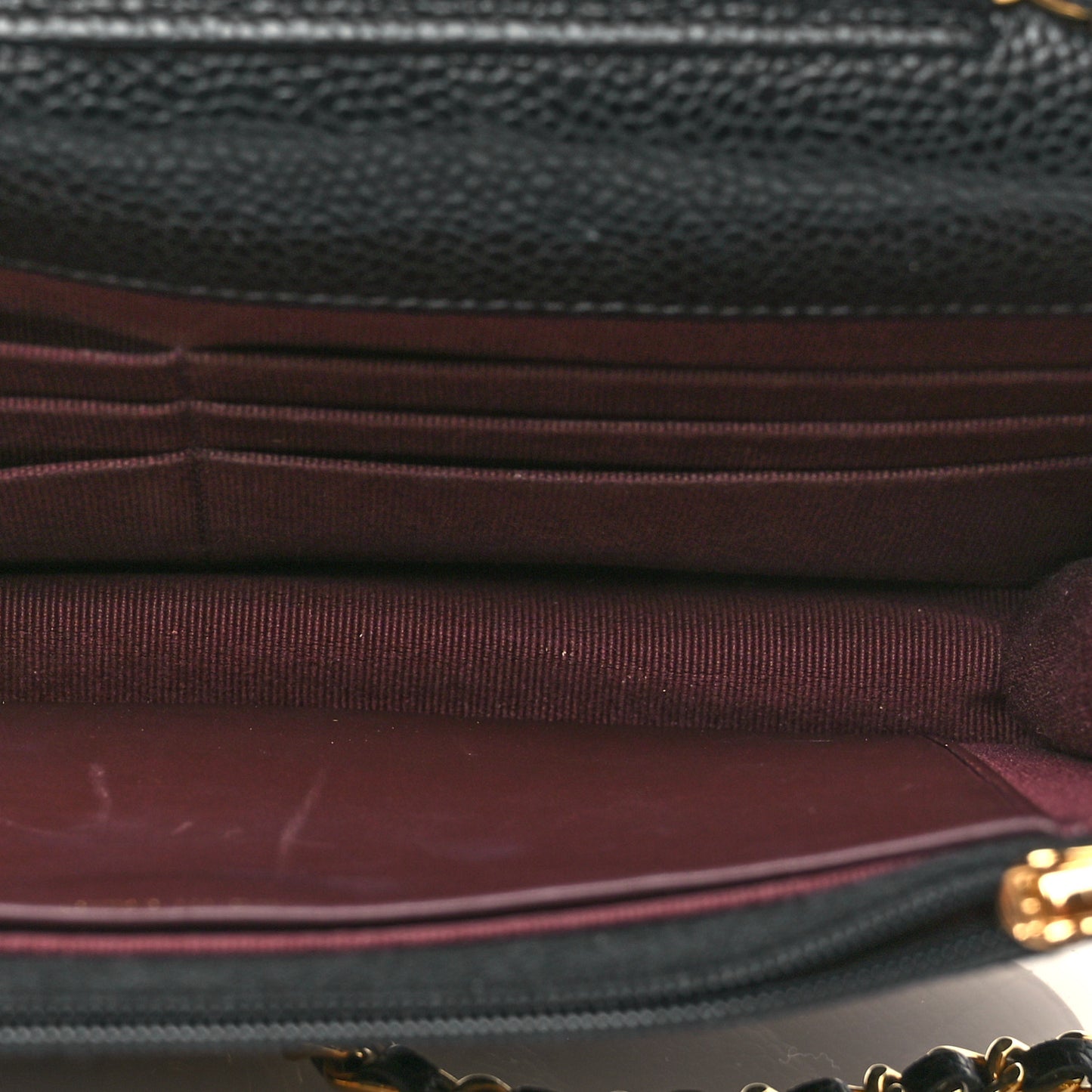 Caviar Quilted Wallet on Chain WOC Black