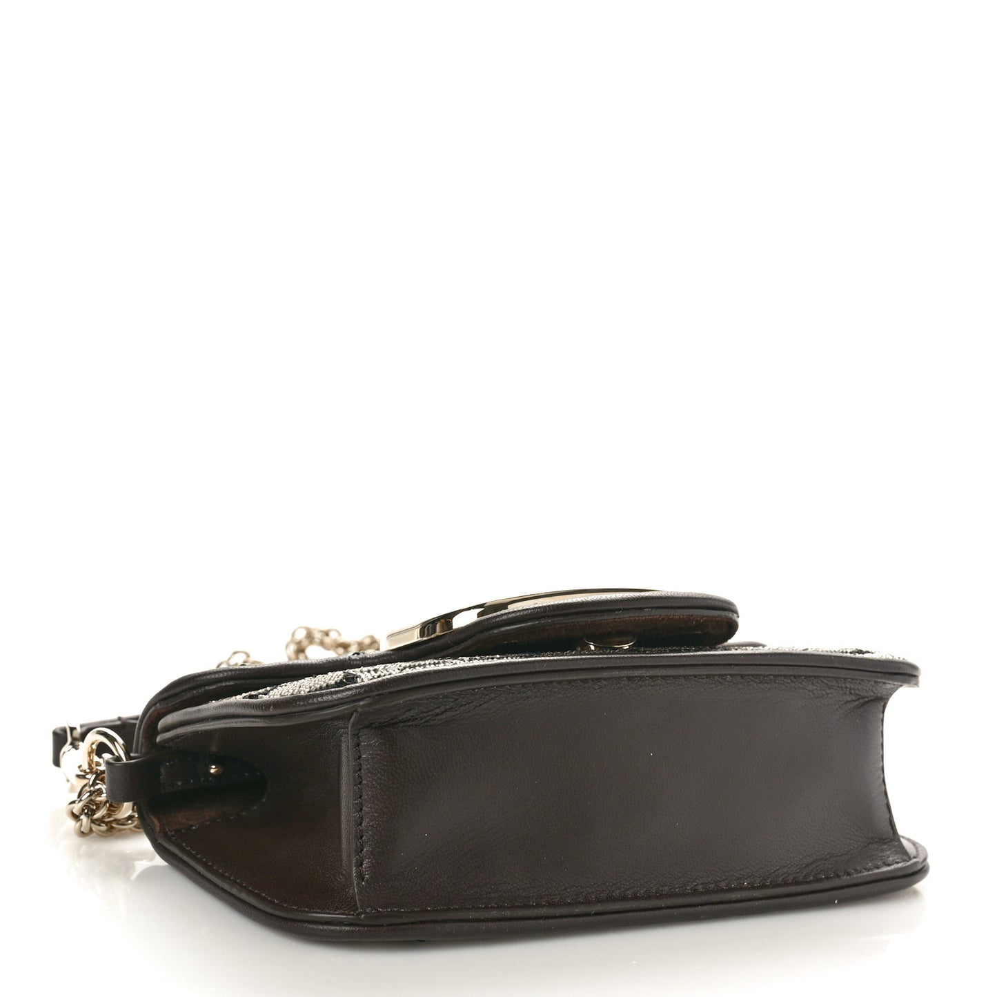 Sequins Toile Iconographe Calfskin Beaded Vlogo Small Loco Shoulder Bag Argento Black Fondant