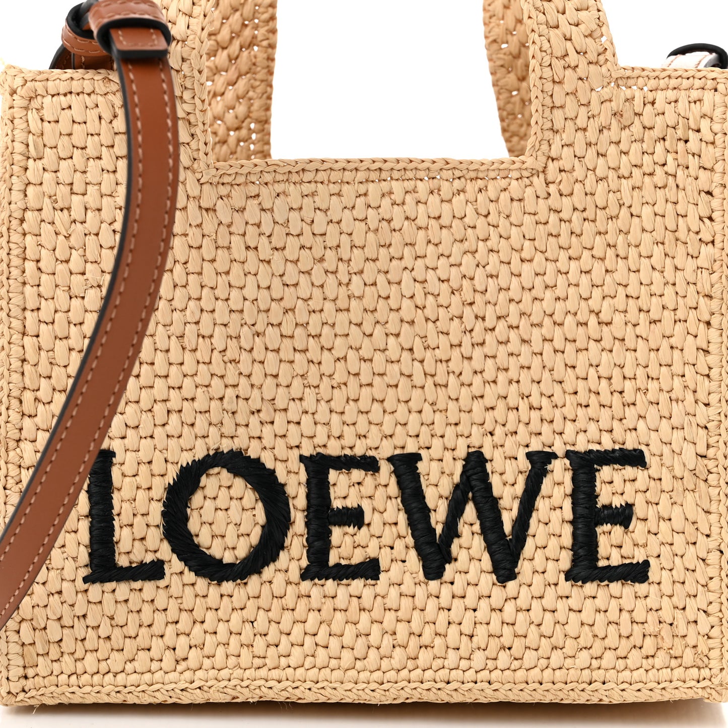 X PAULA'S IBIZA Raffia Font Tote Natural Tan