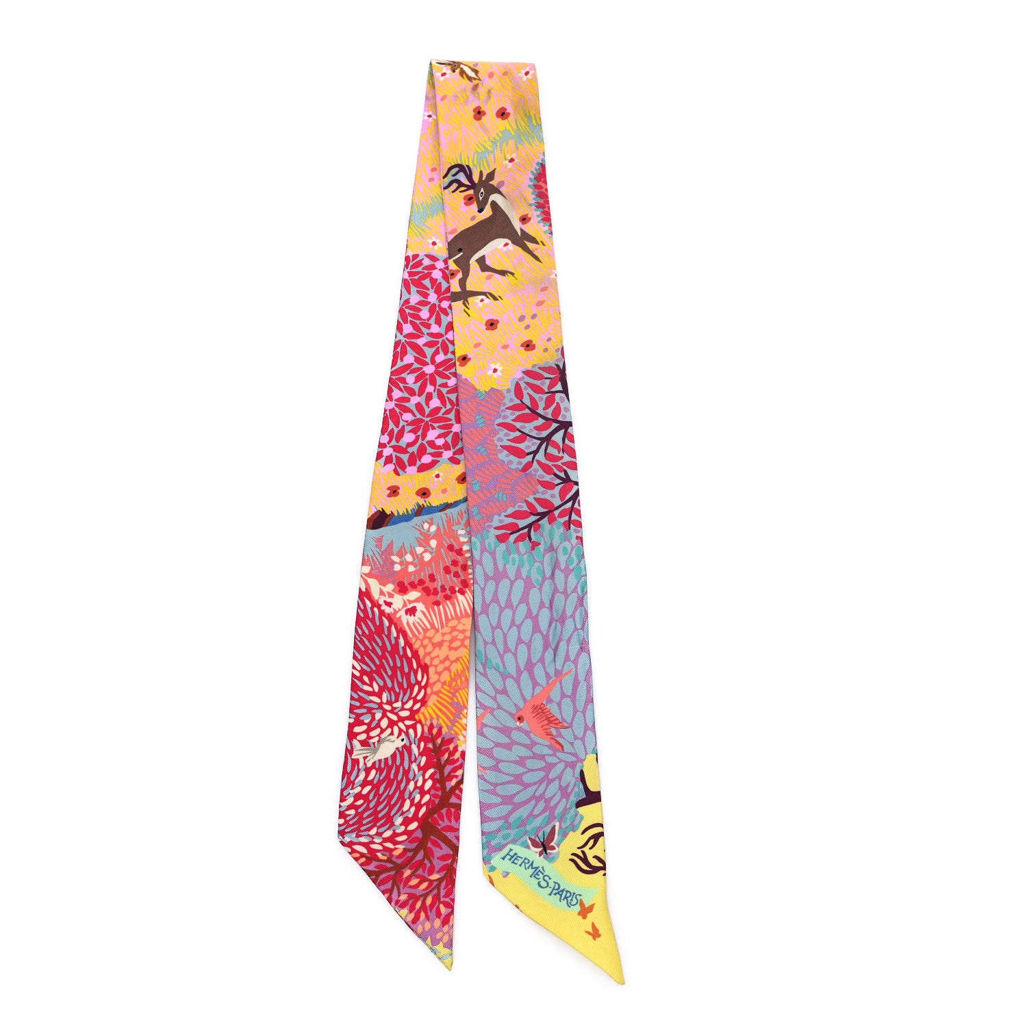 Hermes Silk Dans un Jardin Anglais Twilly Juane Vif Rouge Celadon 2 of 5