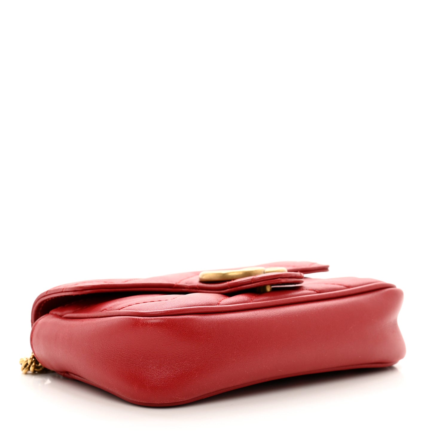 Calfskin Matelasse Super Mini GG Marmont Shoulder Bag Hibiscus Red