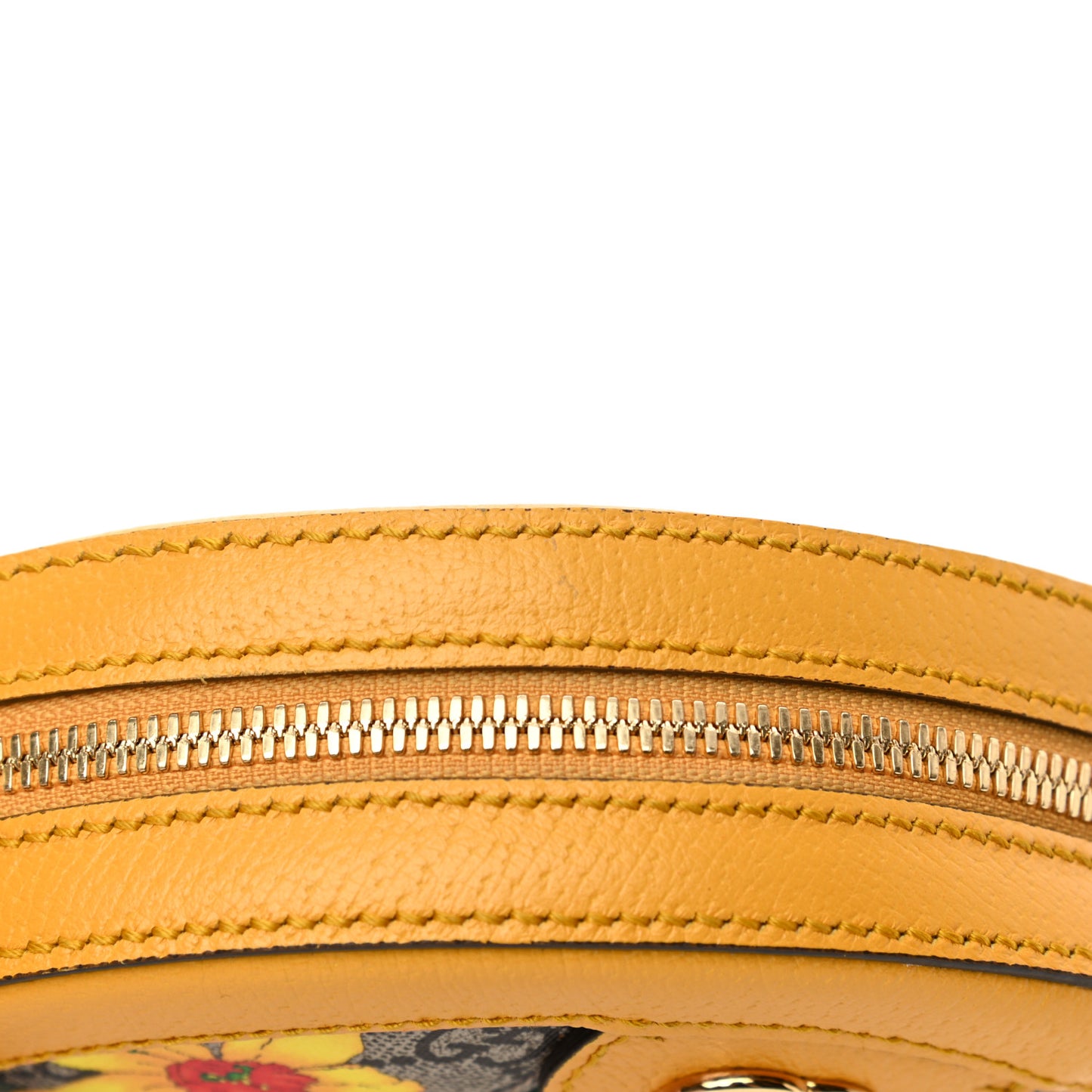 GG Supreme Monogram Flora Web Mini Ophidia Round Shoulder Bag Beige Multicolor Crop
