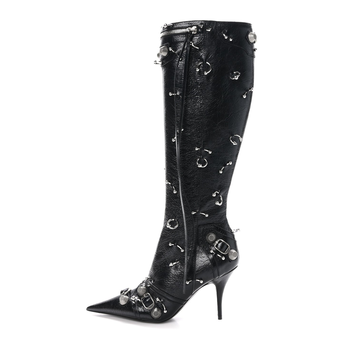 Agneau Arena Piercing Cagole 90mm Boots 37 Black Silver