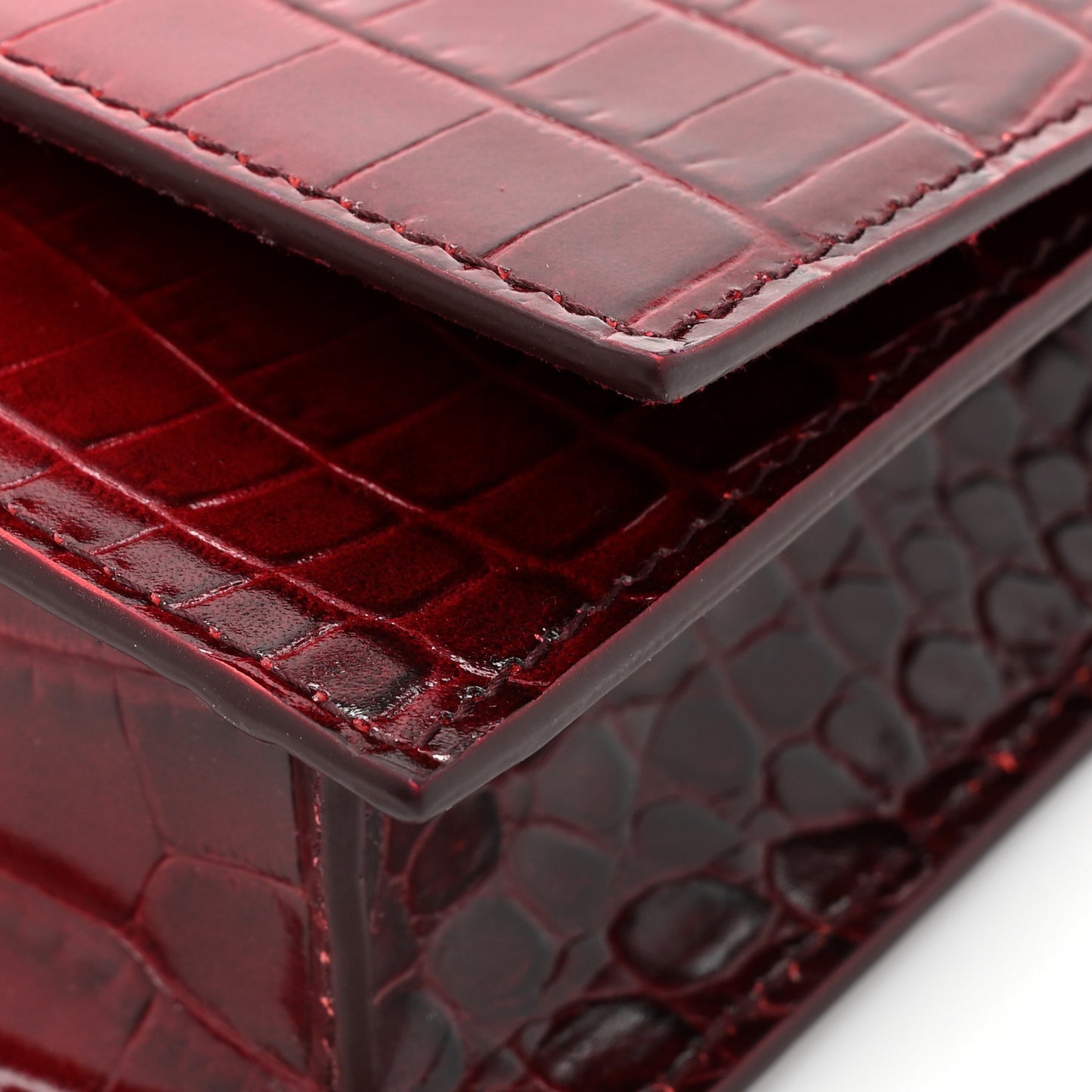 Calfskin Crocodile Embossed Skull Mini Crossbody Bag Red