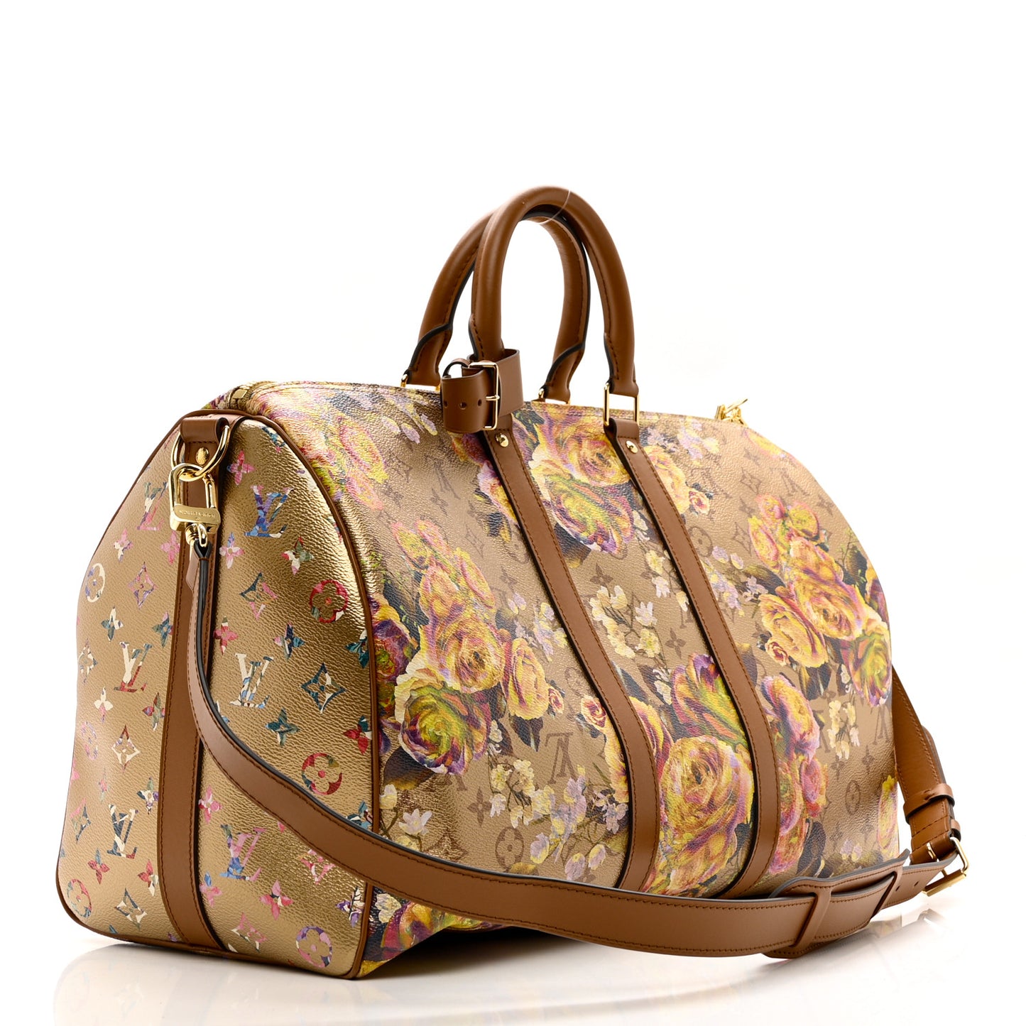 Metallic Monogram LV Garden Keepall Bandouliere 45 Gold