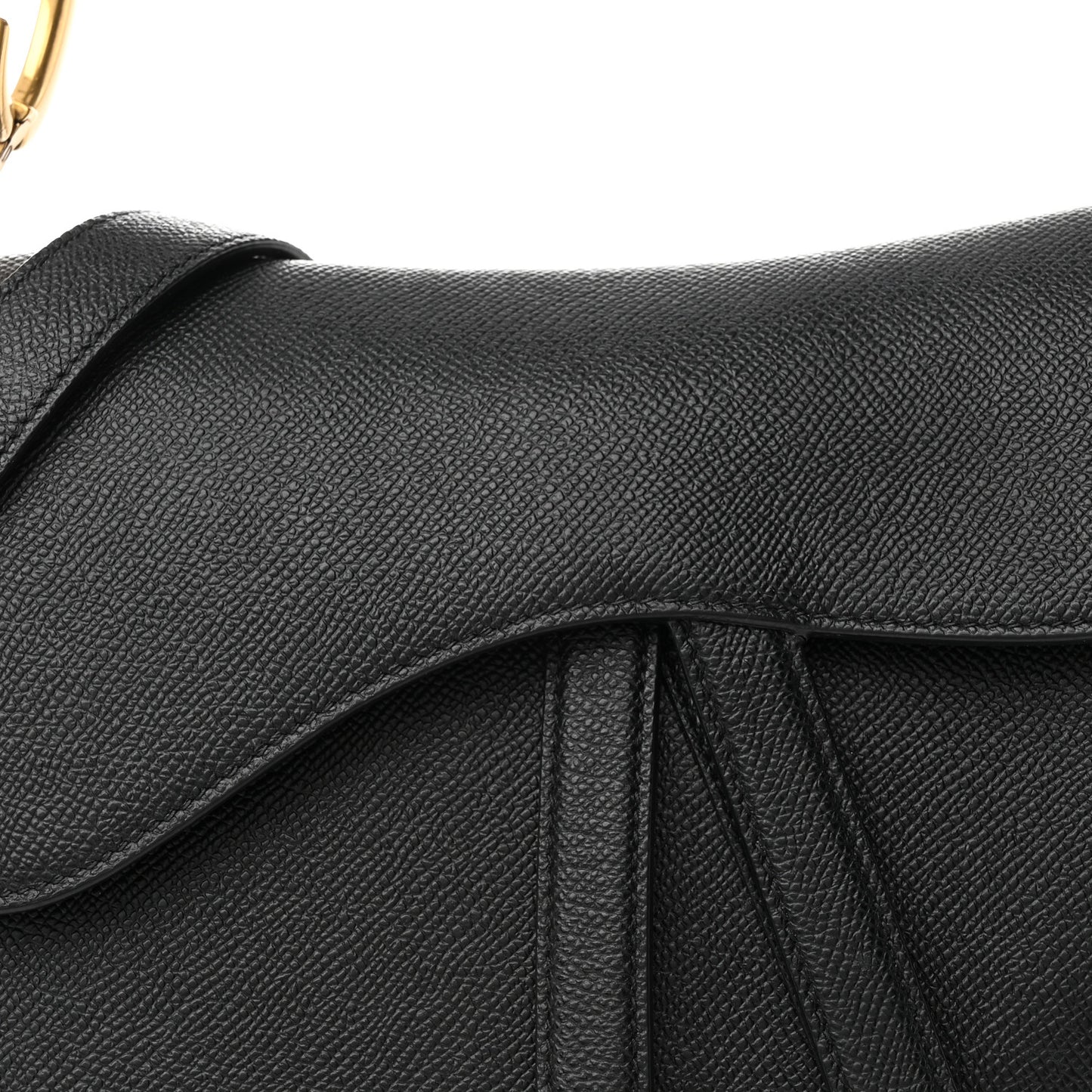 Grained Calfskin Saddle Bag With Strap Black