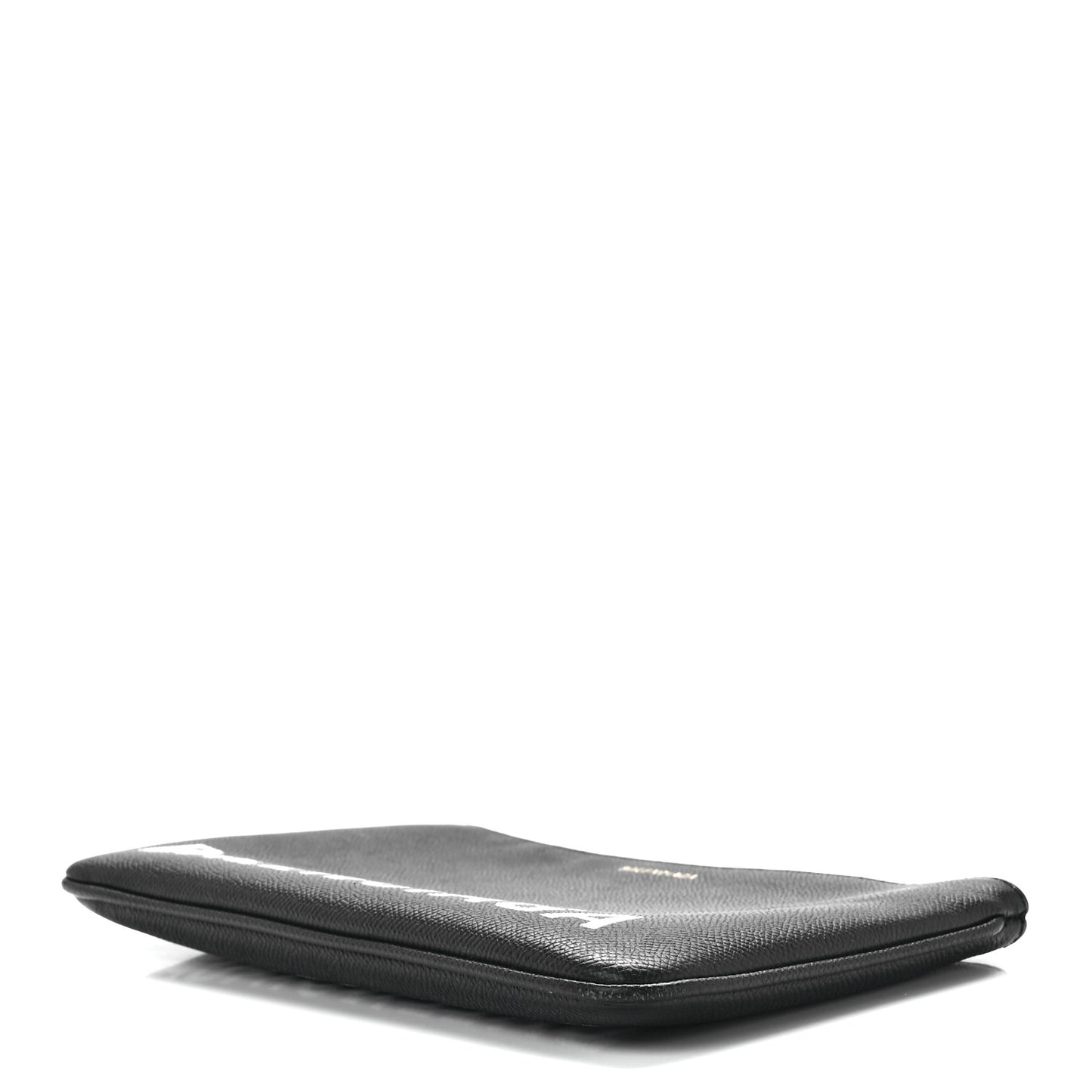 Calfskin Ville Logo Zip Pouch Black