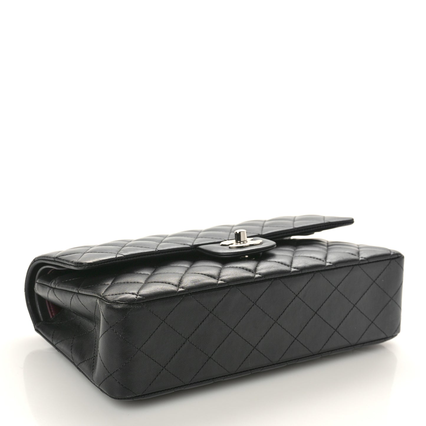 Lambskin Quilted Medium Double Flap Black