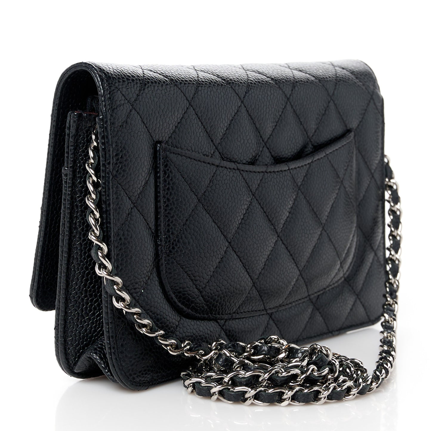 Caviar Quilted Wallet on Chain WOC Black