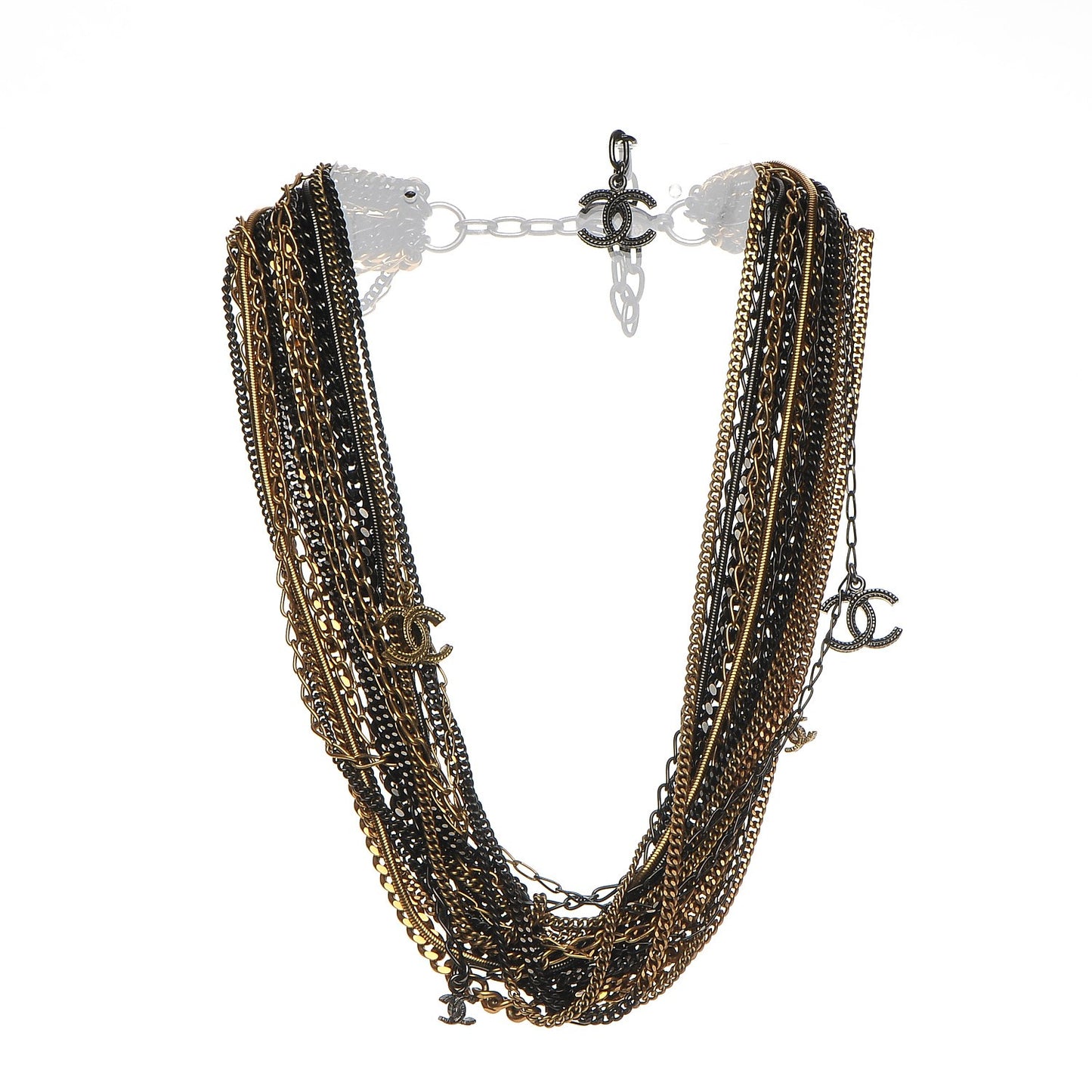 Ruthenium CC Multi Strand Chain Necklace Gold