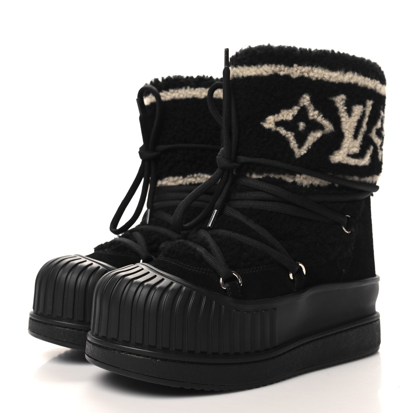 Suede Shearling Polar Flat Half Boots 37 Black