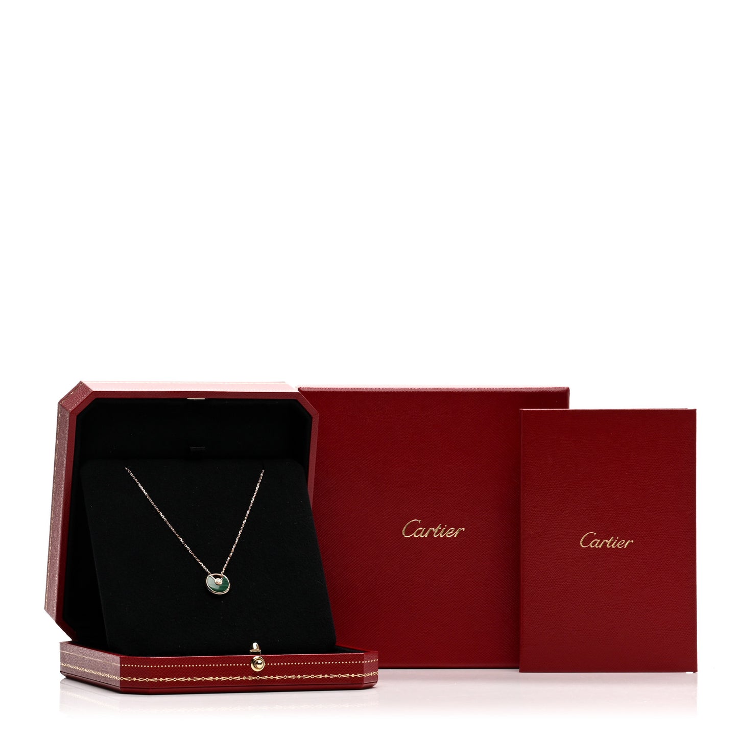 18K Pink Gold Diamond Malachite XS Amulette de Cartier Pendant Necklace