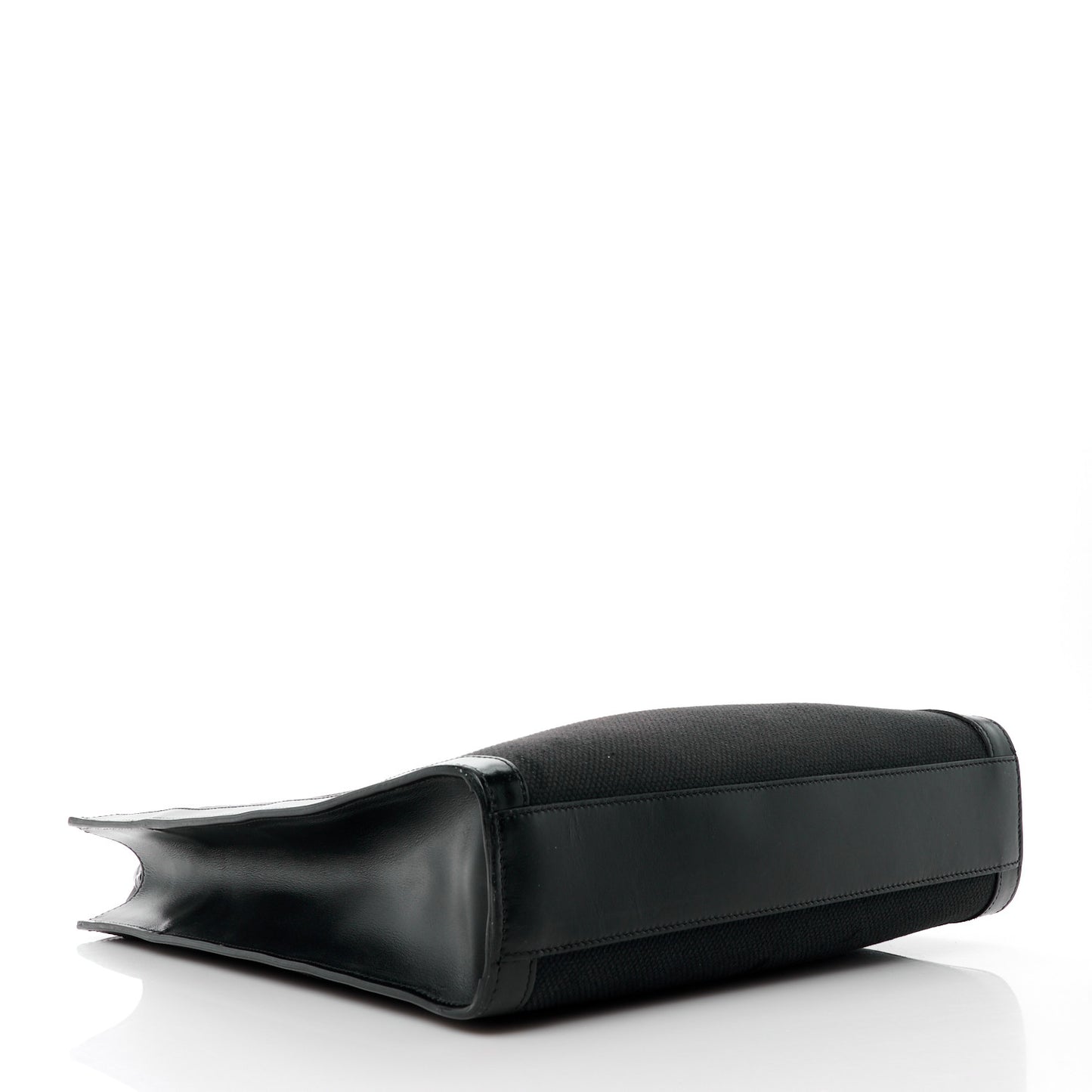 Canvas Calfskin Small Vertical Cabas Black
