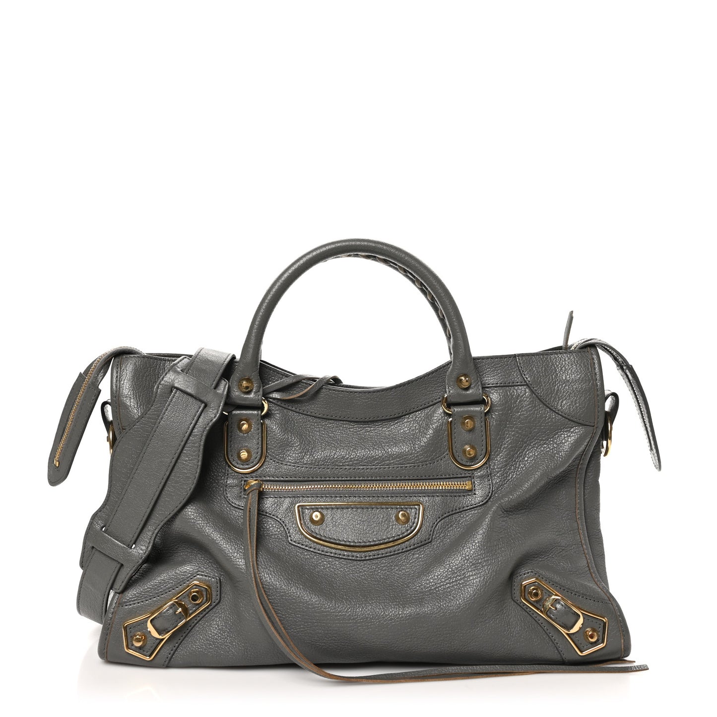Chevre Gold Metallic Edge Hardware City Gris Acier