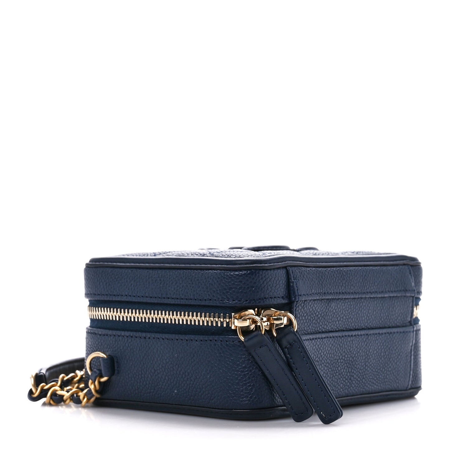 Caviar Quilted Small CC Filigree Vanity Case Navy