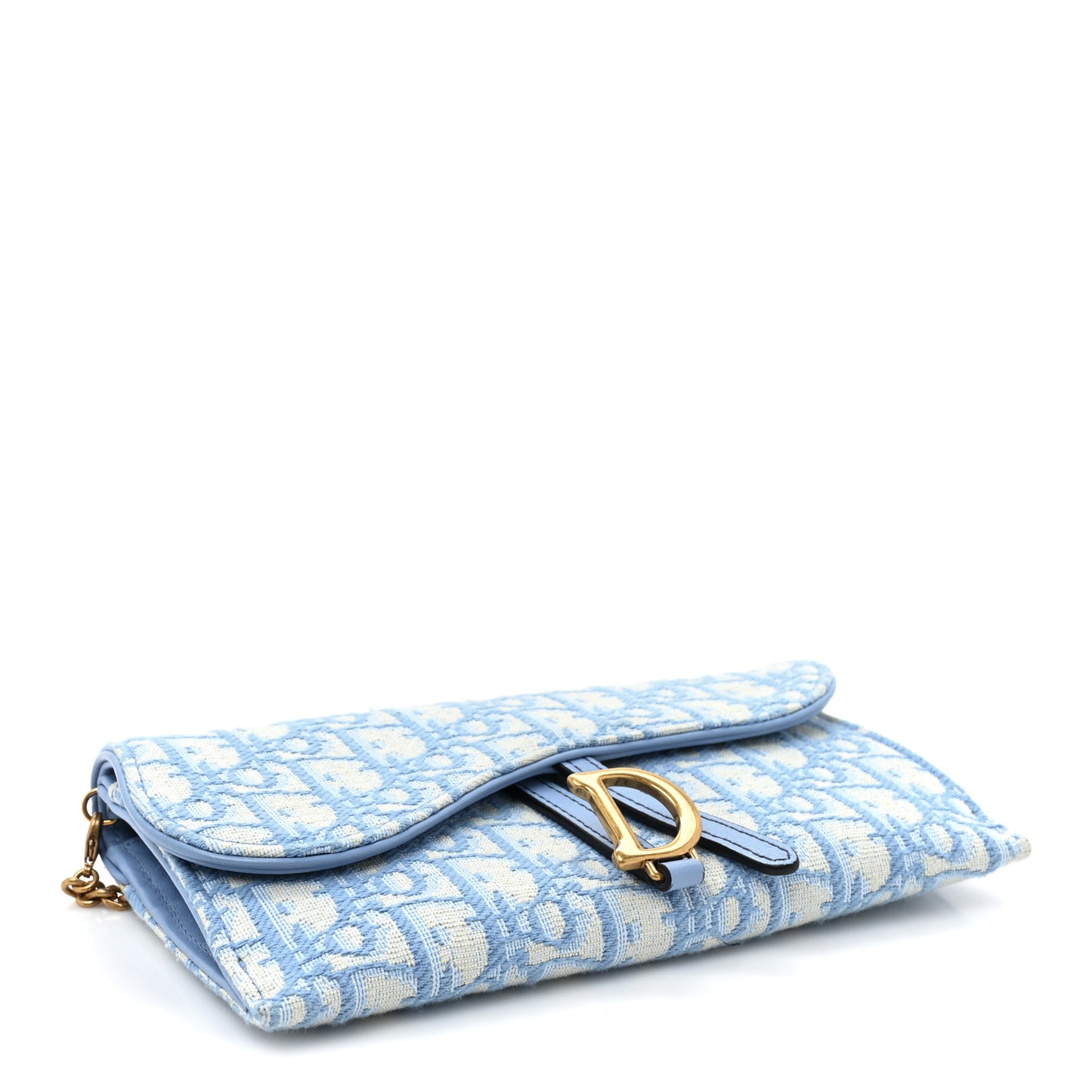 Oblique Saddle Chain Long Wallet Cornflower Blue