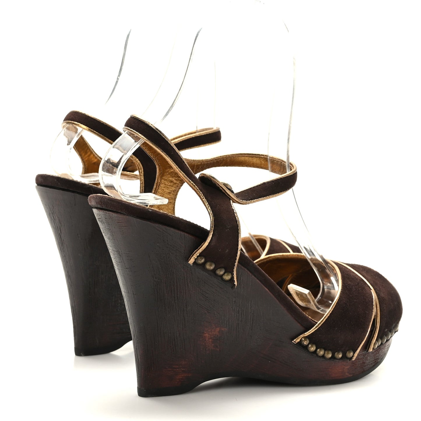 Camoscio Platform Wedge Sandals 37.5 Moro